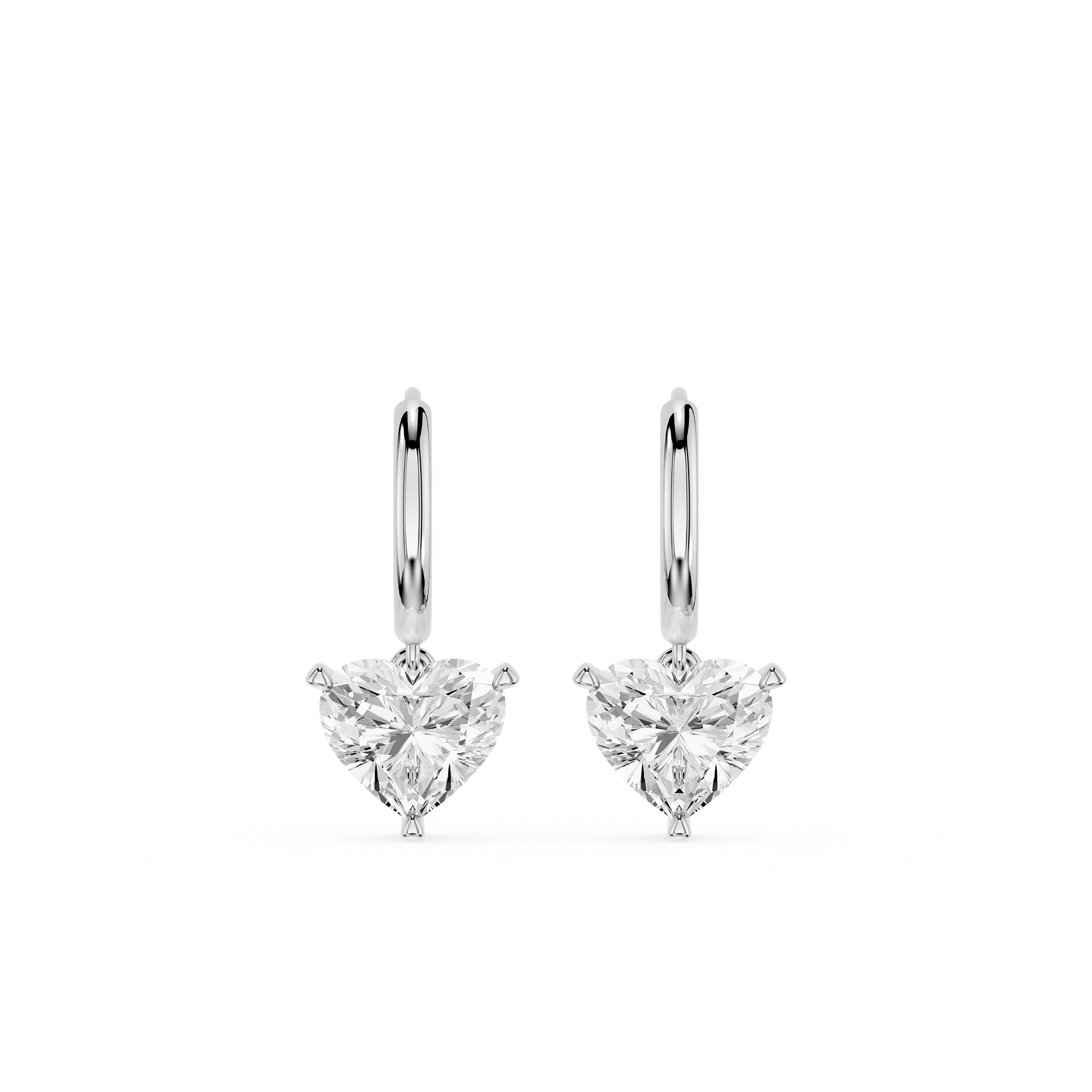 Heart Shape Lab Grown Diamond Drop Hoop Earrings