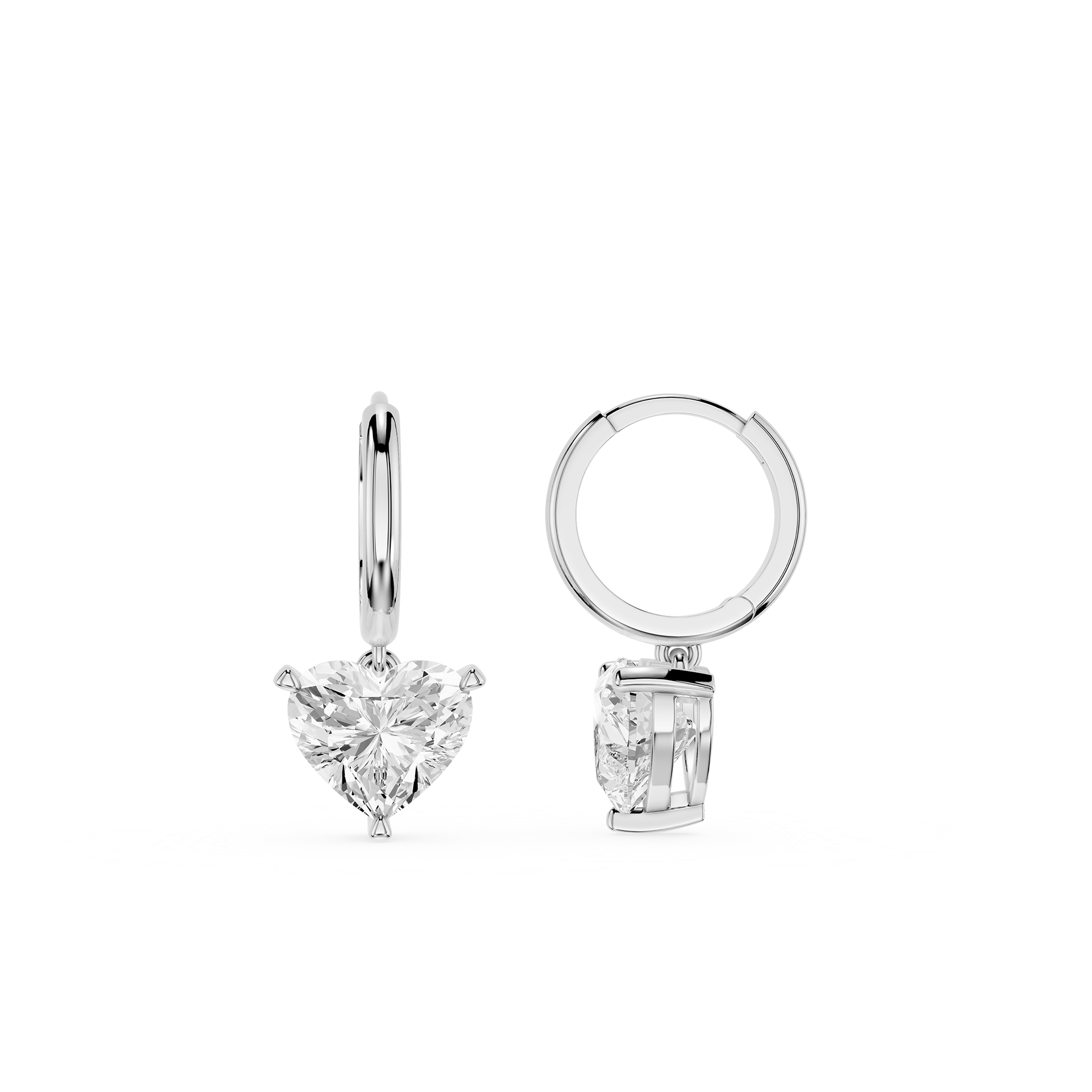 Heart Shape Lab Grown Diamond Drop Hoop Earrings