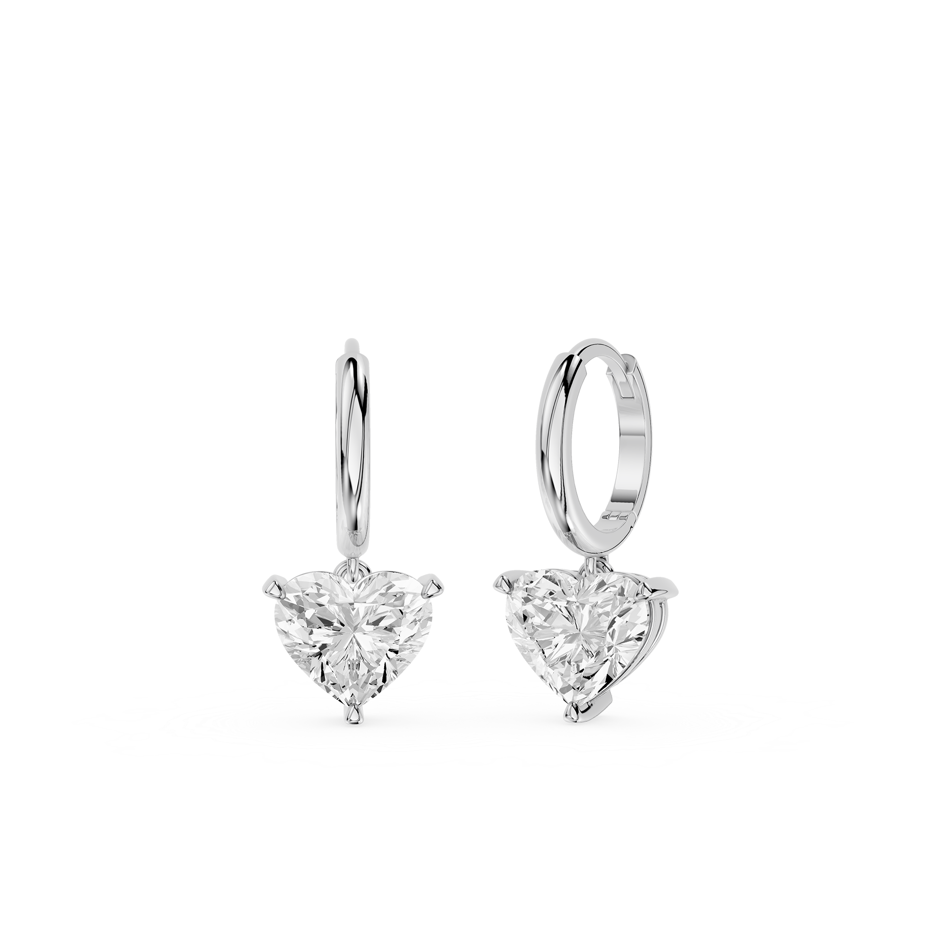 Heart Shape Lab Grown Diamond Drop Hoop Earrings