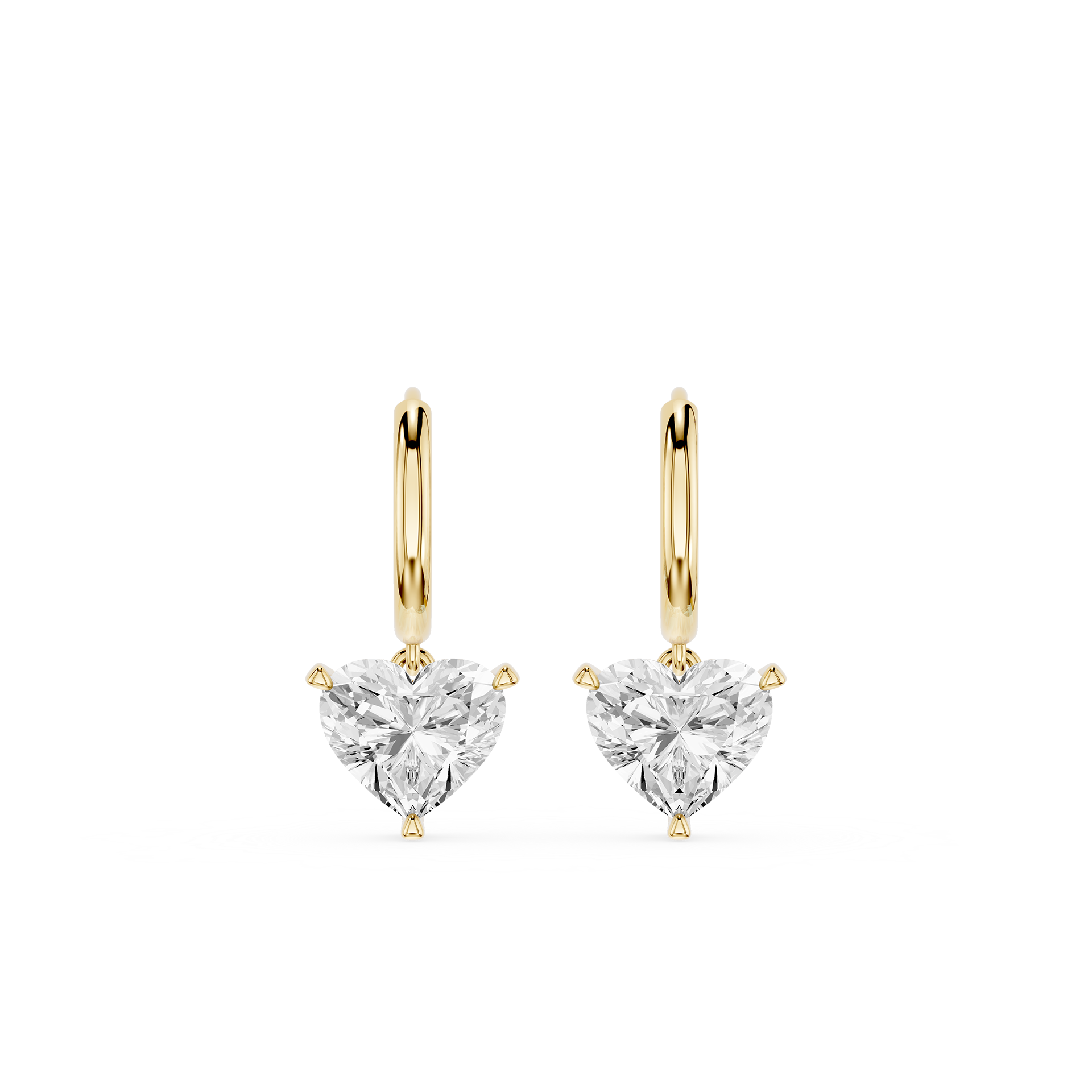 Heart Shape Lab Grown Diamond Drop Hoop Earrings