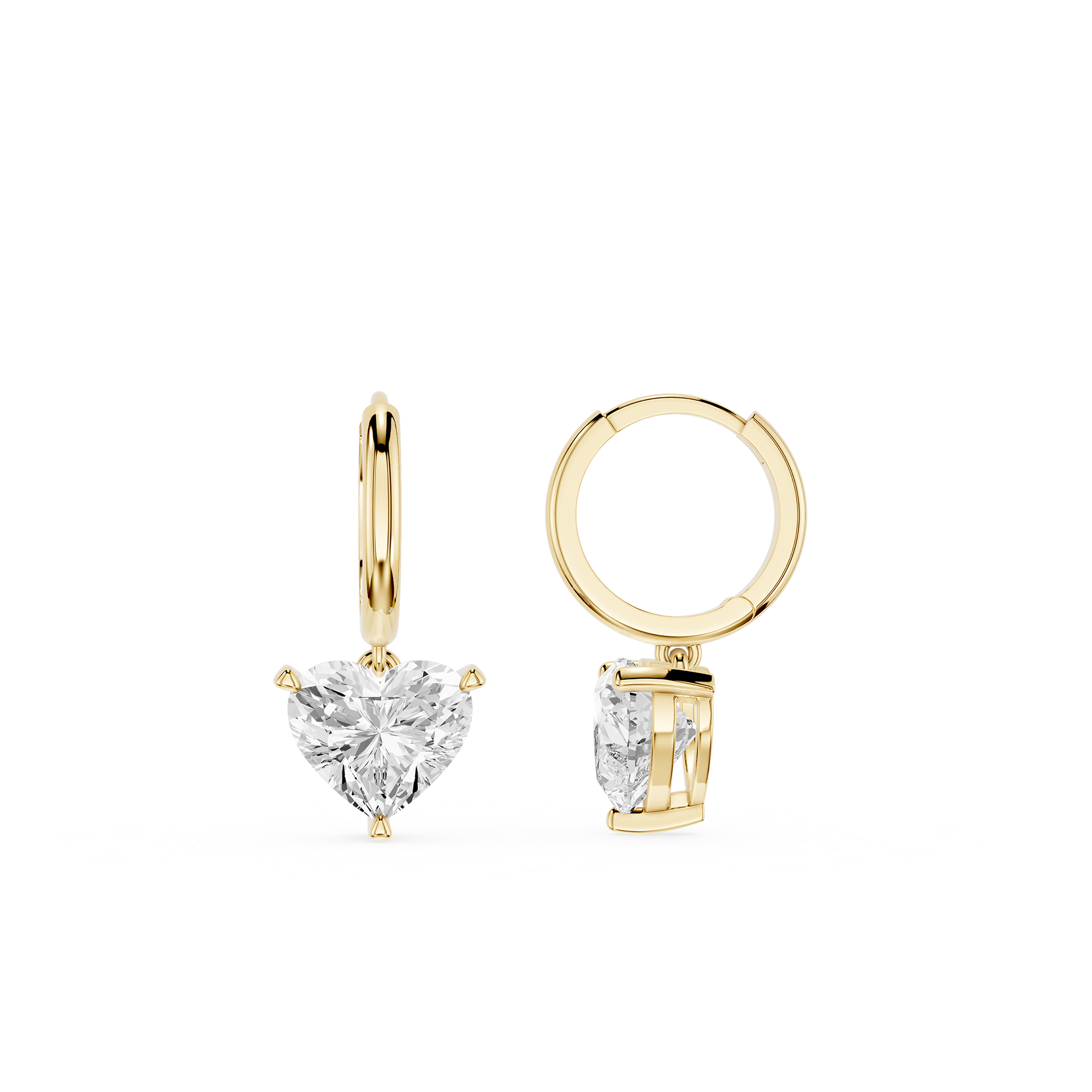 Heart Shape Lab Grown Diamond Drop Hoop Earrings