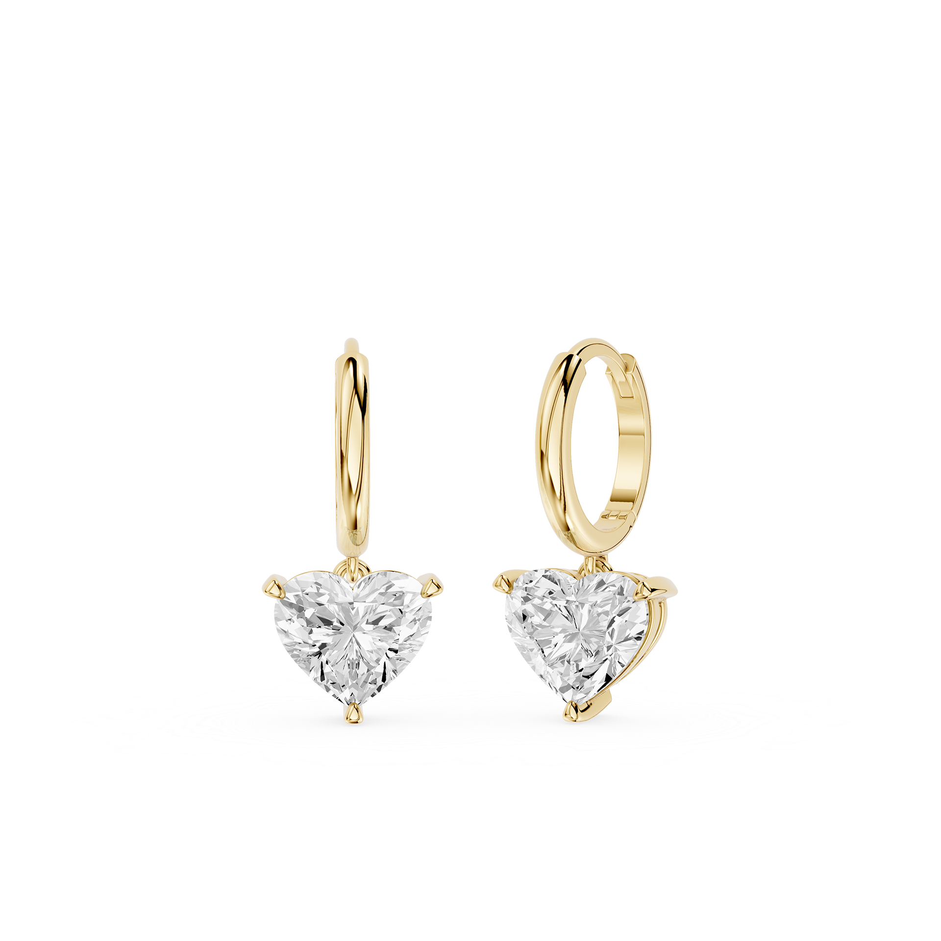 Heart Shape Lab Grown Diamond Drop Hoop Earrings