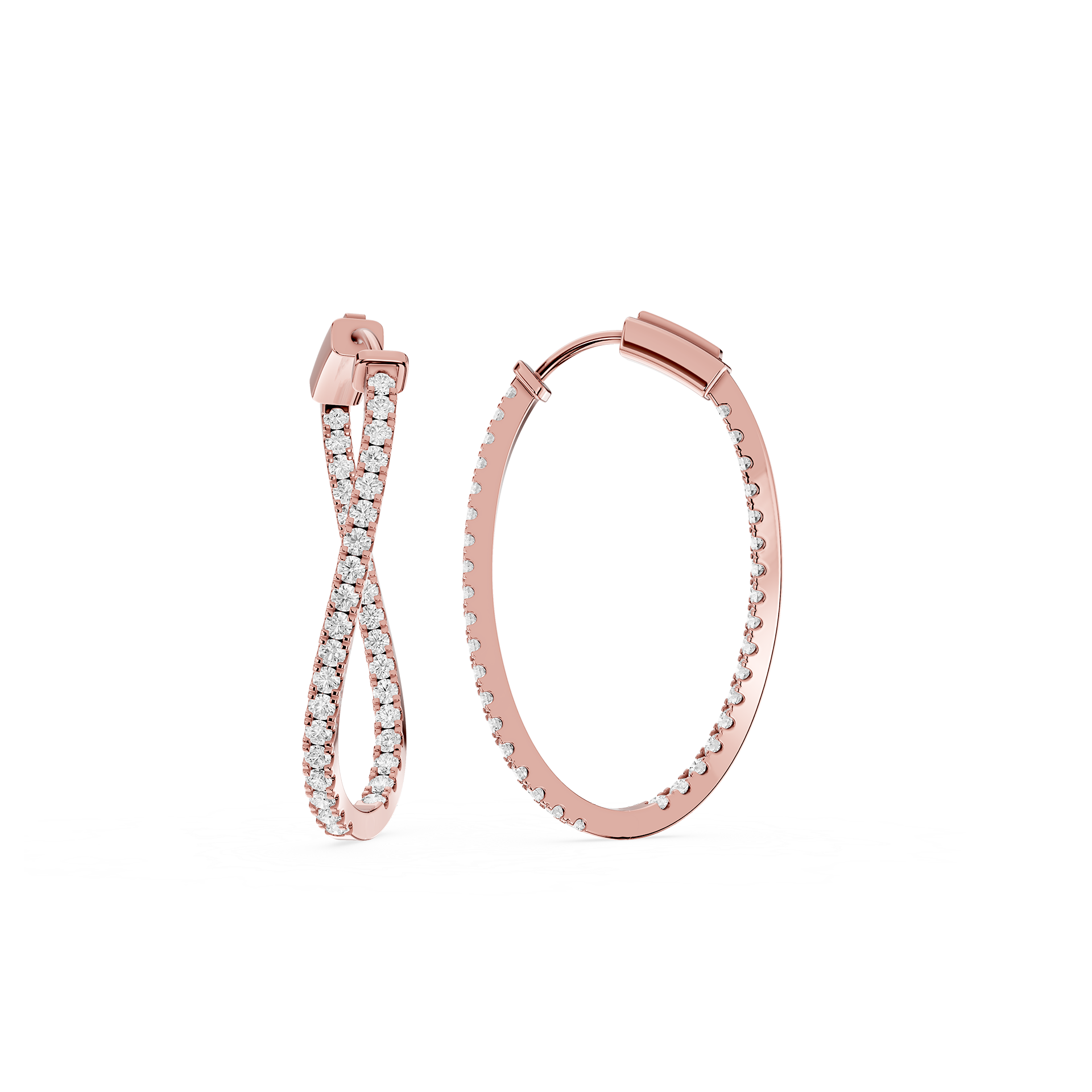 Round Lab Grown Diamond Twisted Hoop Earrings