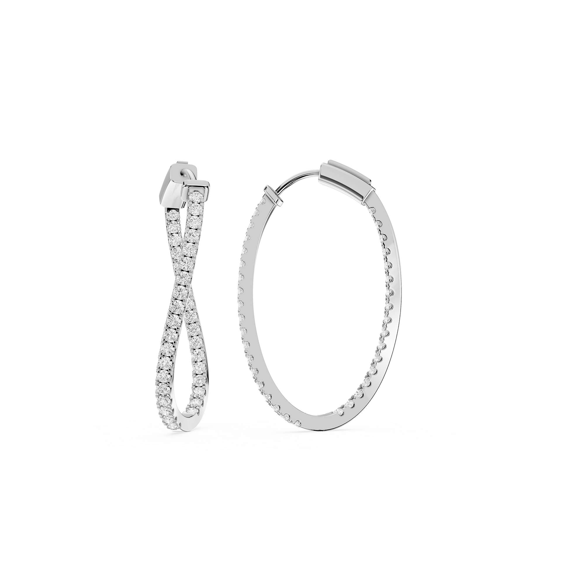 Round Lab Grown Diamond Twisted Hoop Earrings