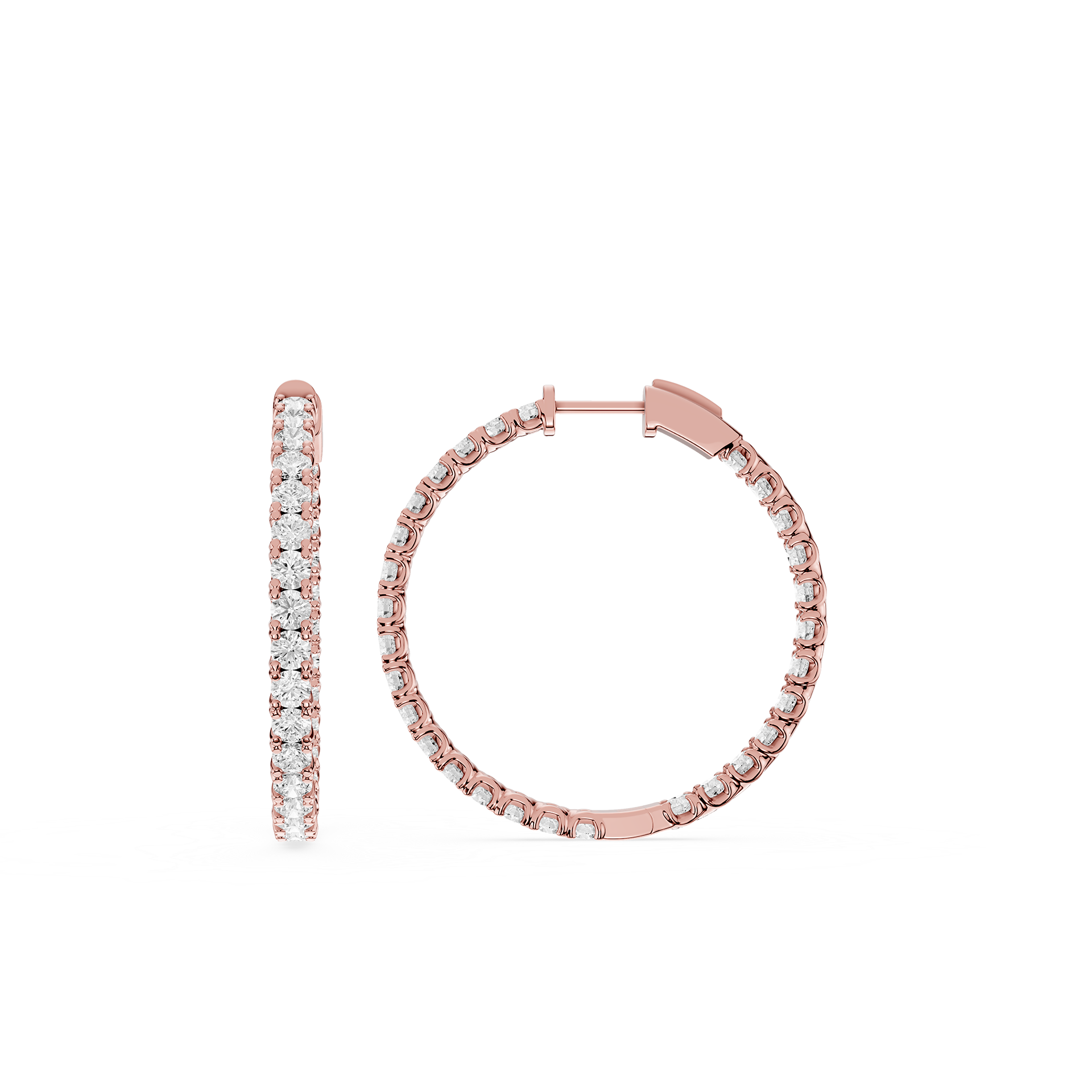 Lab Grown Diamond Inside And Outside Hoop Earrings