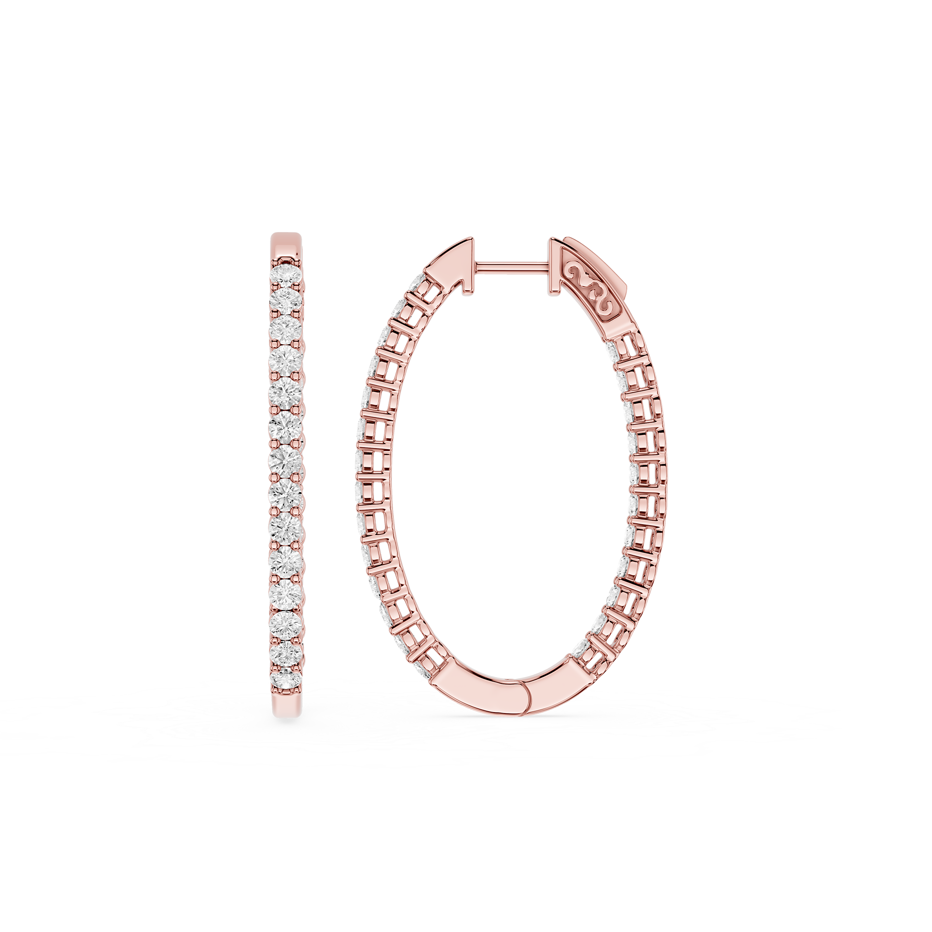 Lab Grown Diamond Single Row Hoop Earrings