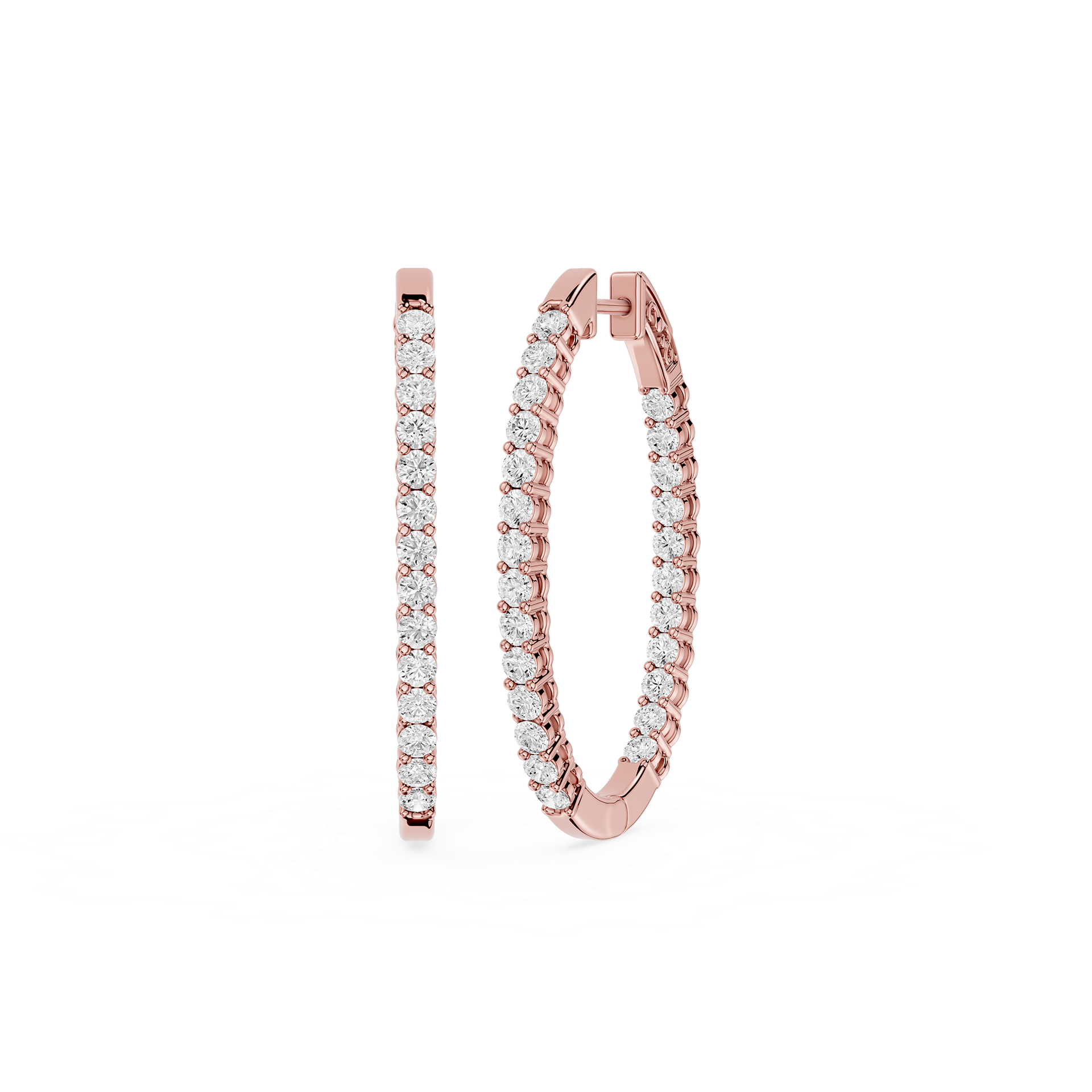 Lab Grown Diamond Single Row Hoop Earrings