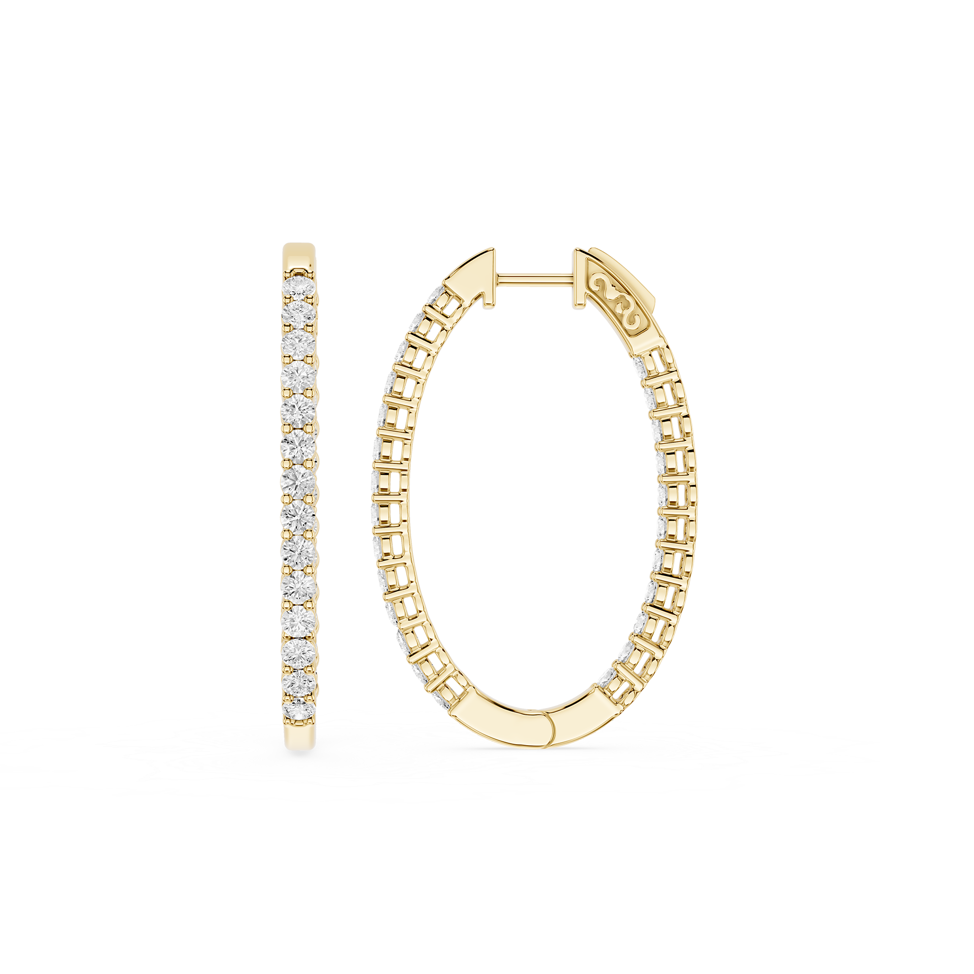 Lab Grown Diamond Single Row Hoop Earrings