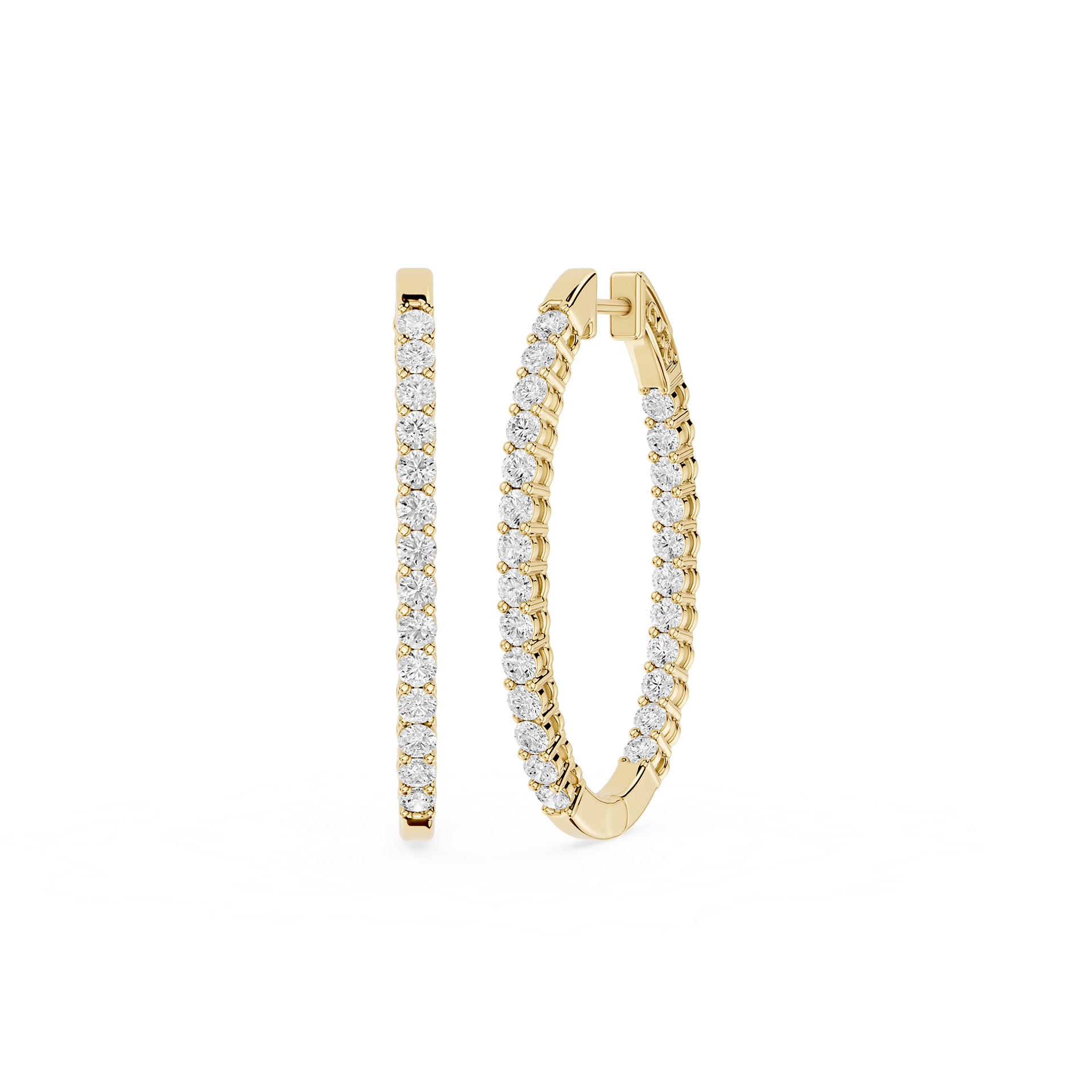 Lab Grown Diamond Single Row Hoop Earrings