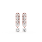Round Lab Grown Diamond Drop Huggie Earrings