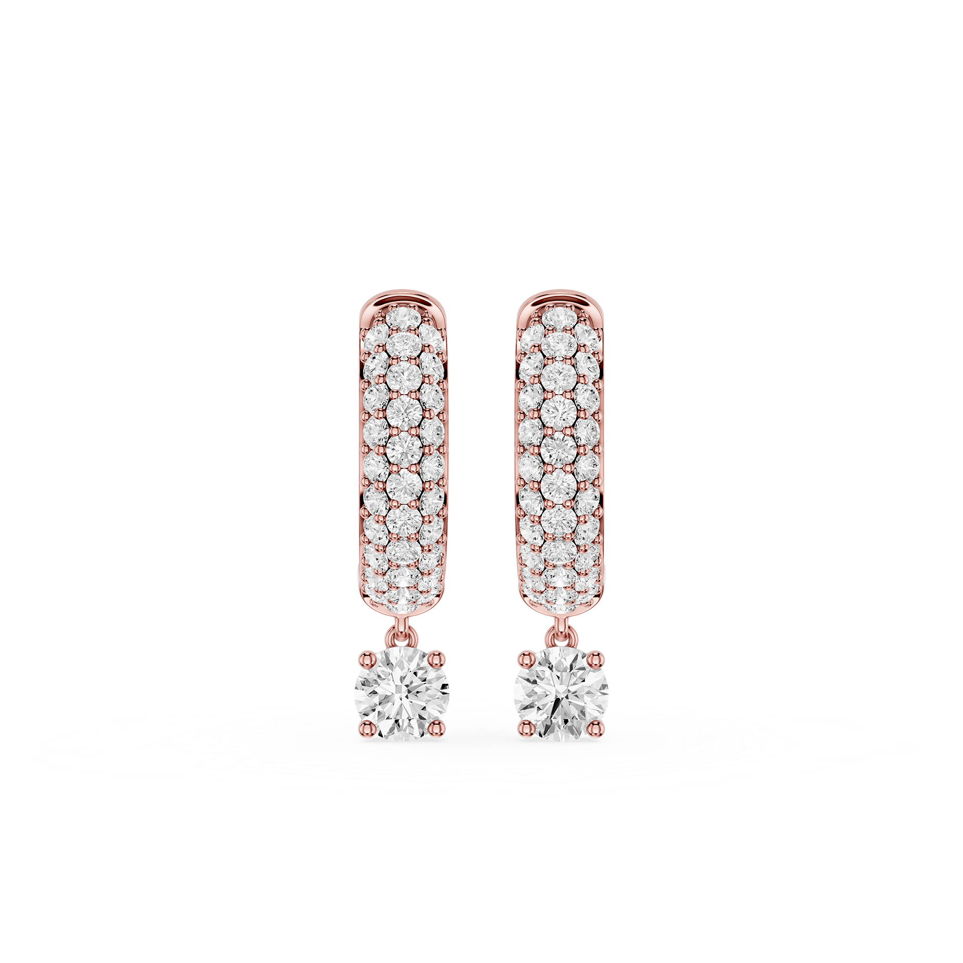 Round Lab Grown Diamond Drop Huggie Earrings