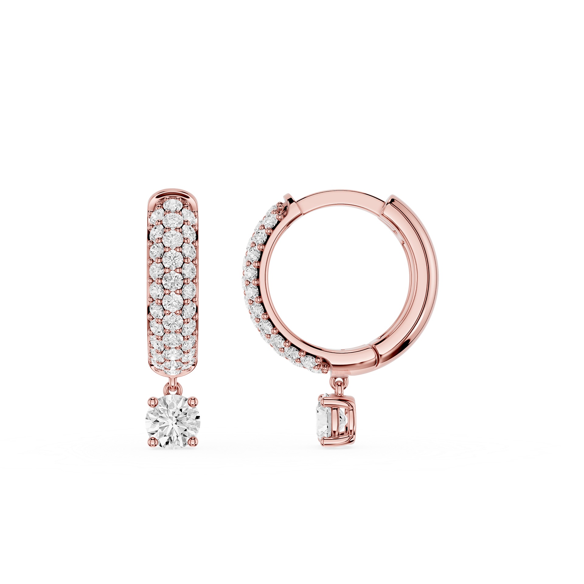 Round Lab Grown Diamond Drop Huggie Earrings