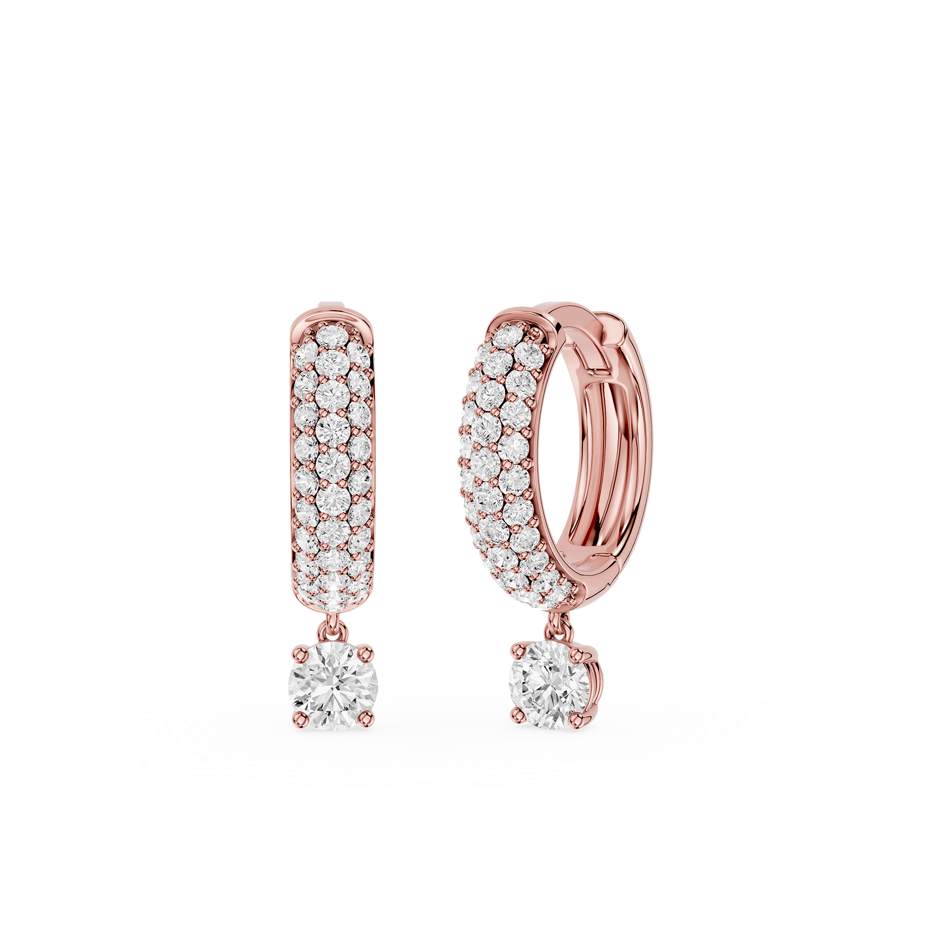 Round Lab Grown Diamond Drop Huggie Earrings