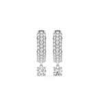 Round Lab Grown Diamond Drop Huggie Earrings