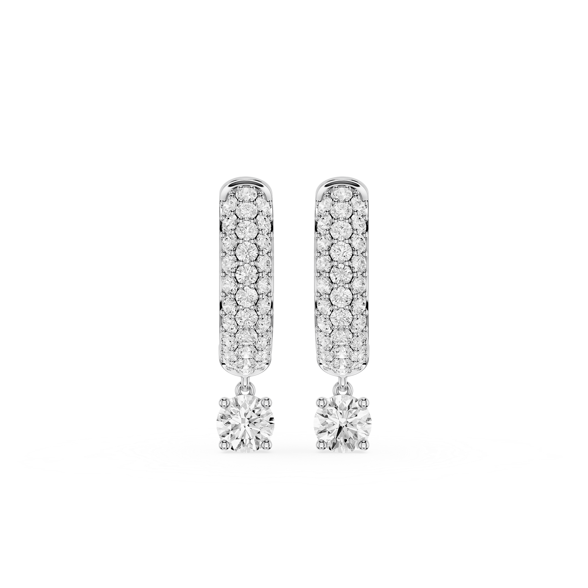Round Lab Grown Diamond Drop Huggie Earrings