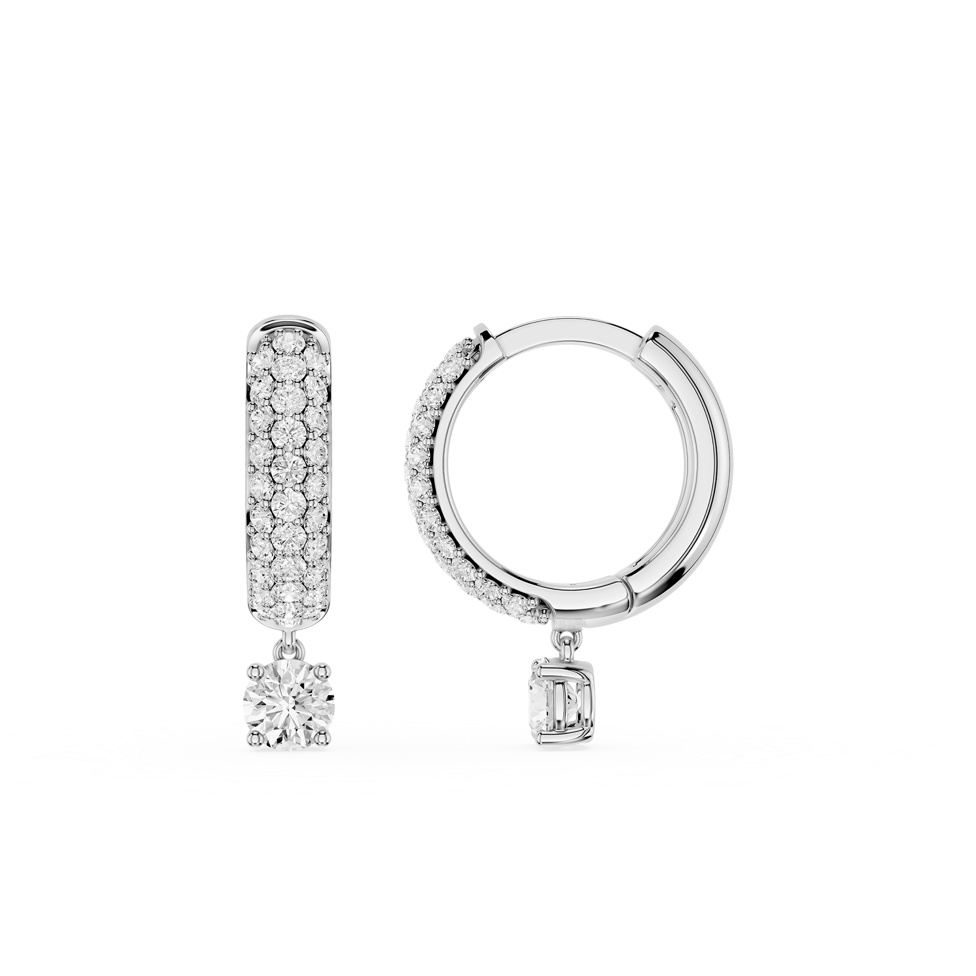 Round Lab Grown Diamond Drop Huggie Earrings