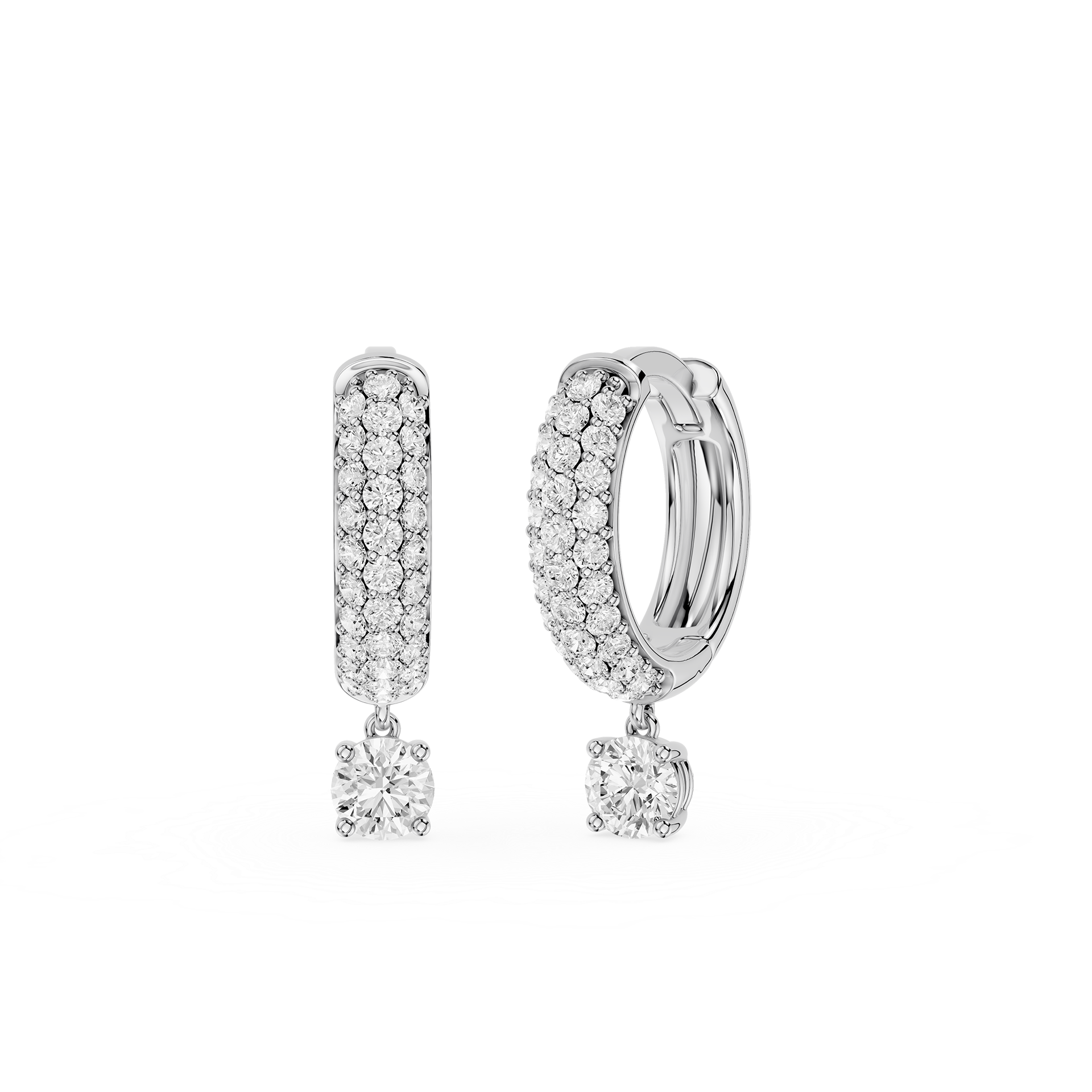 Round Lab Grown Diamond Drop Huggie Earrings