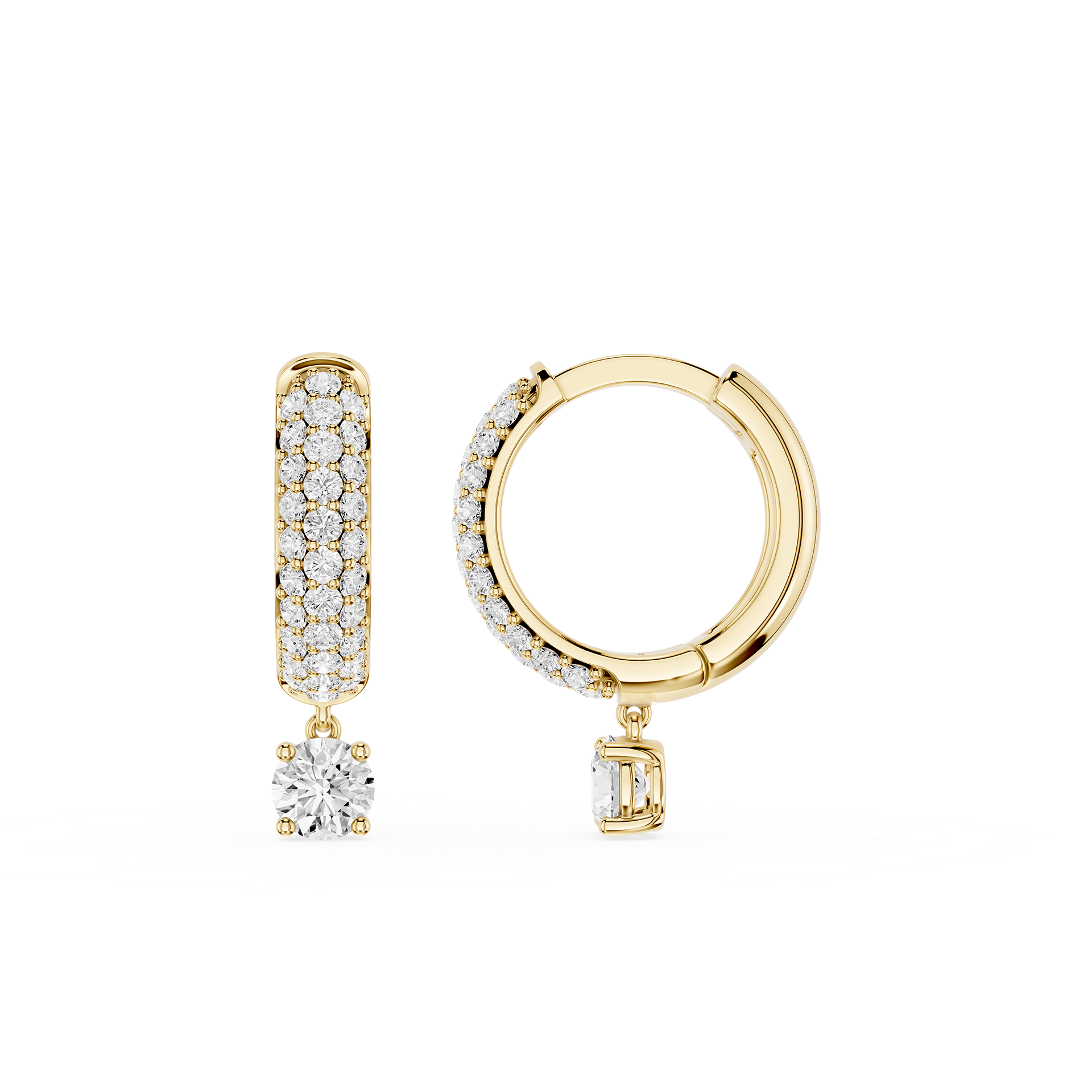 Round Lab Grown Diamond Drop Huggie Earrings