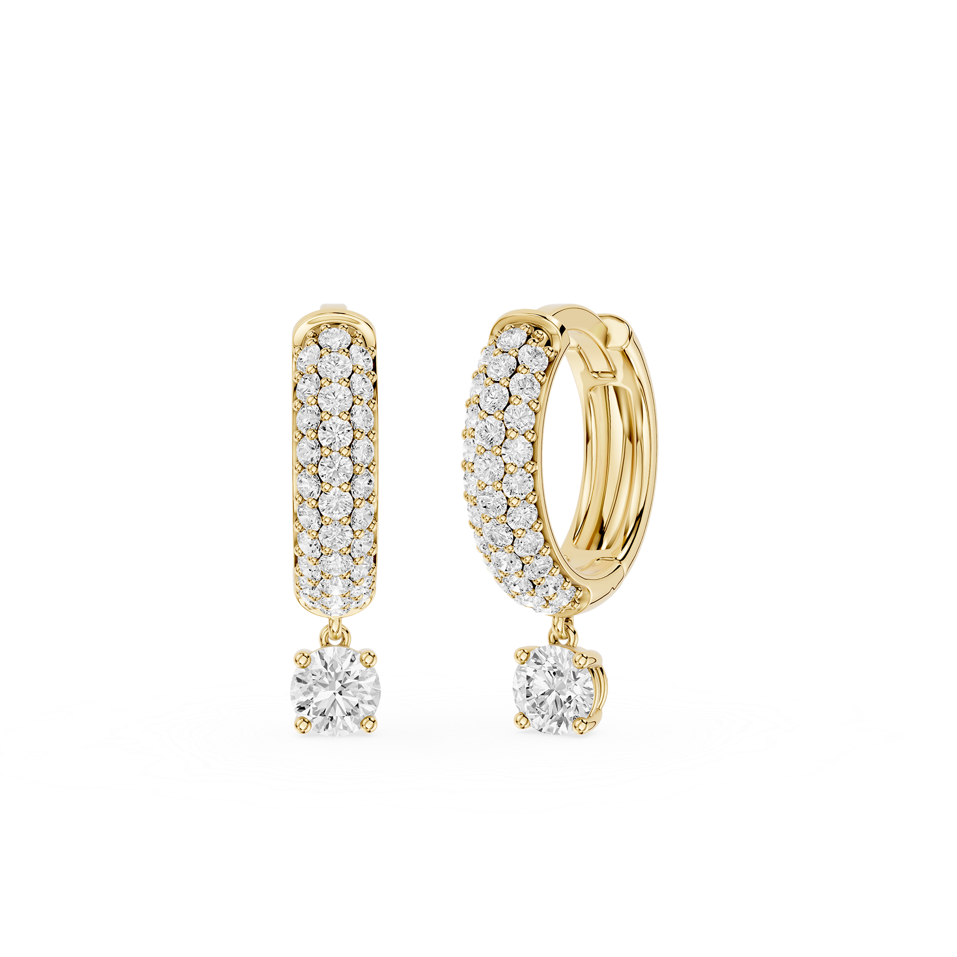 Round Lab Grown Diamond Drop Huggie Earrings