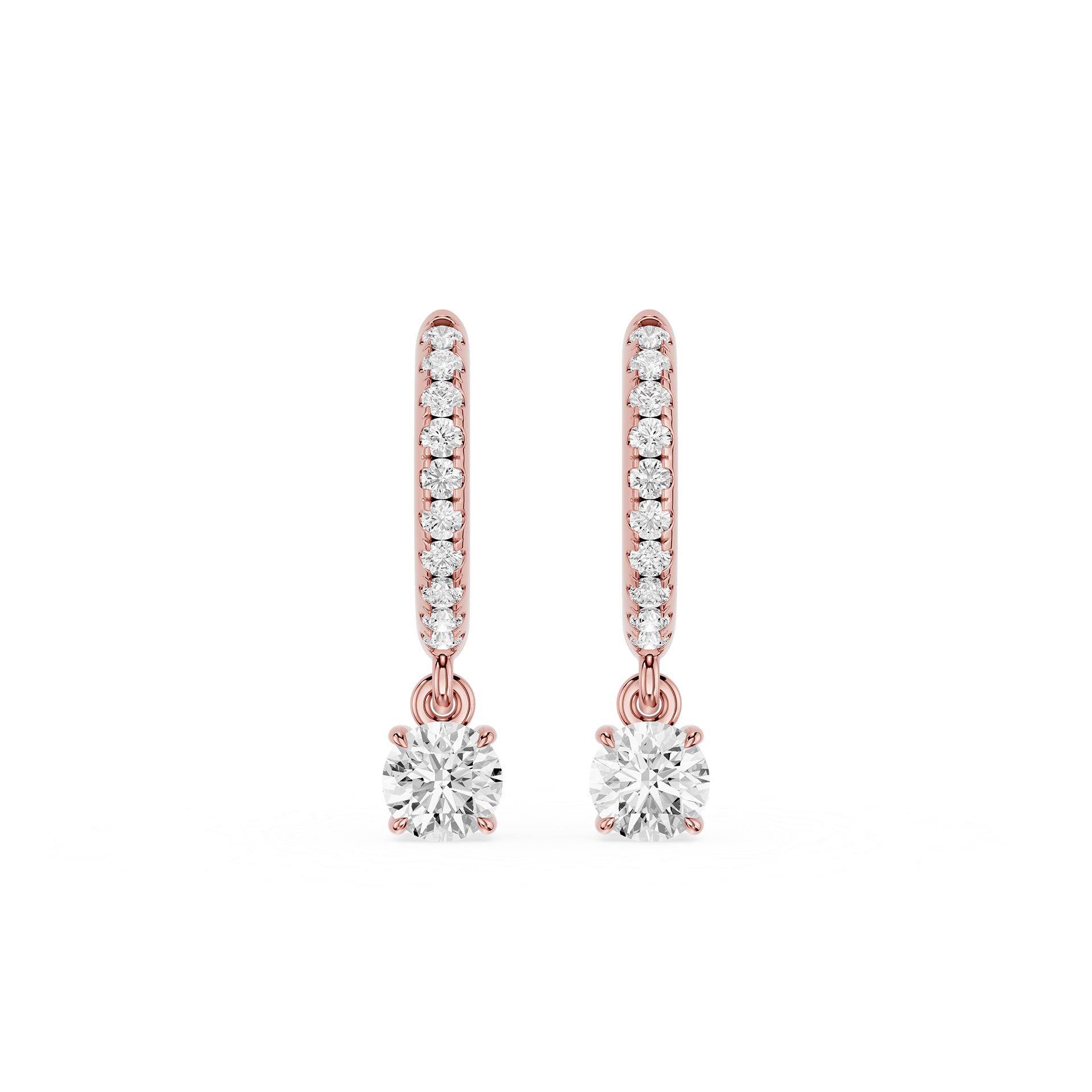 Round Lab Grown Diamond Drop Hoop Earrings for Women