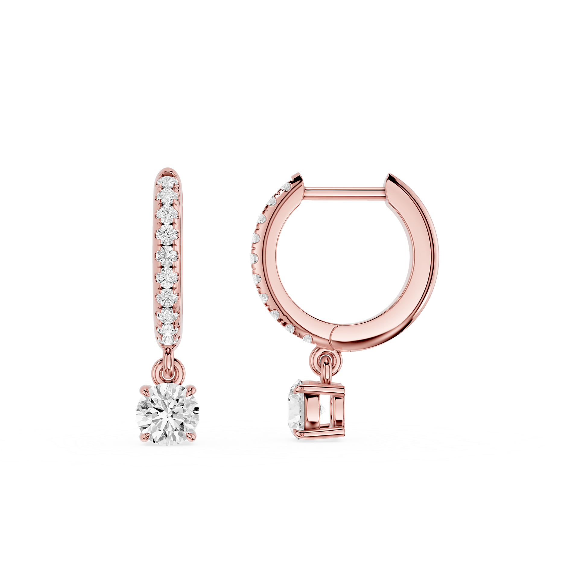 Round Lab Grown Diamond Drop Hoop Earrings for Women