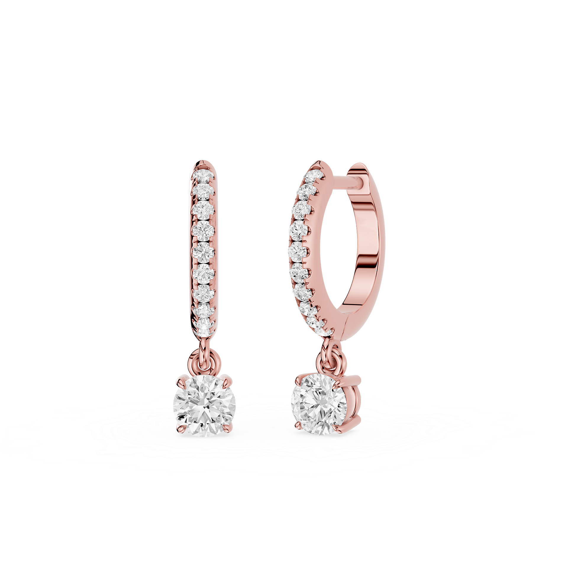 Round Lab Grown Diamond Drop Hoop Earrings for Women