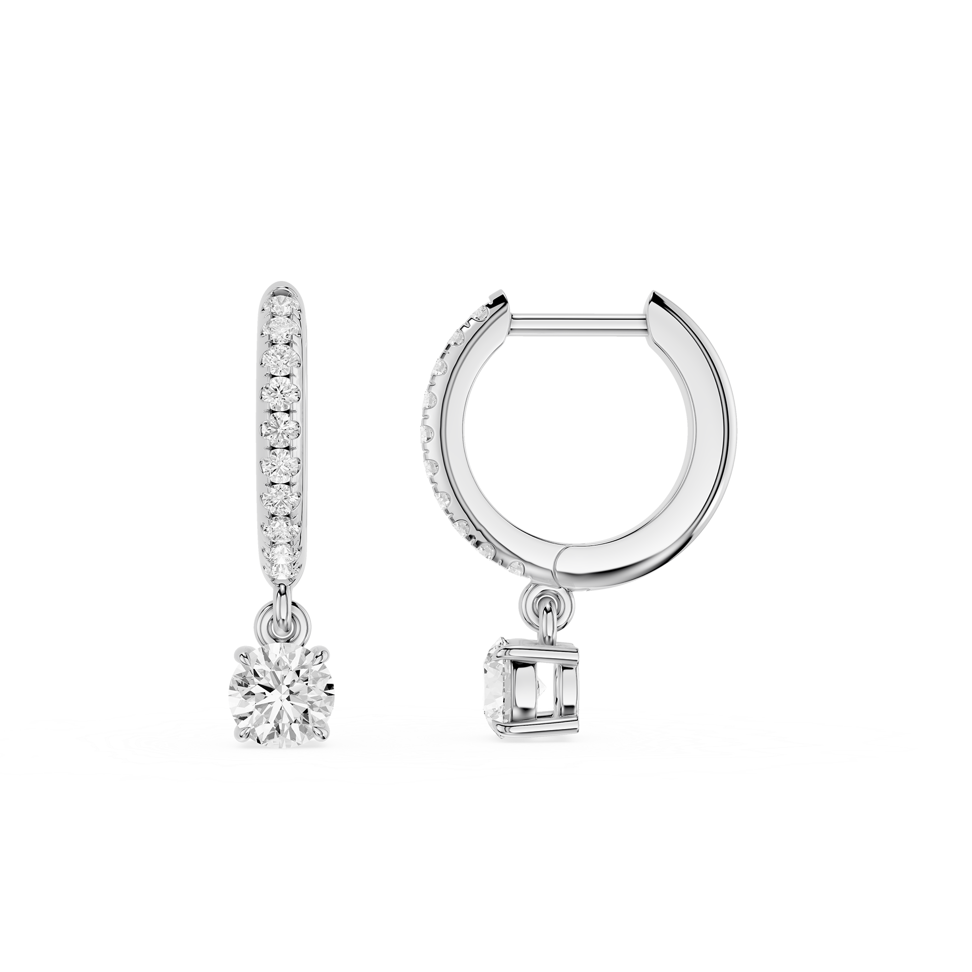 Round Lab Grown Diamond Drop Hoop Earrings for Women