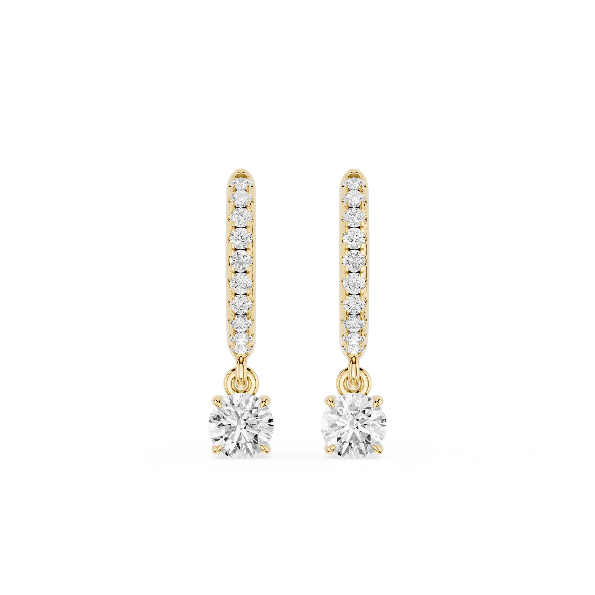 Round Lab Grown Diamond Drop Hoop Earrings for Women