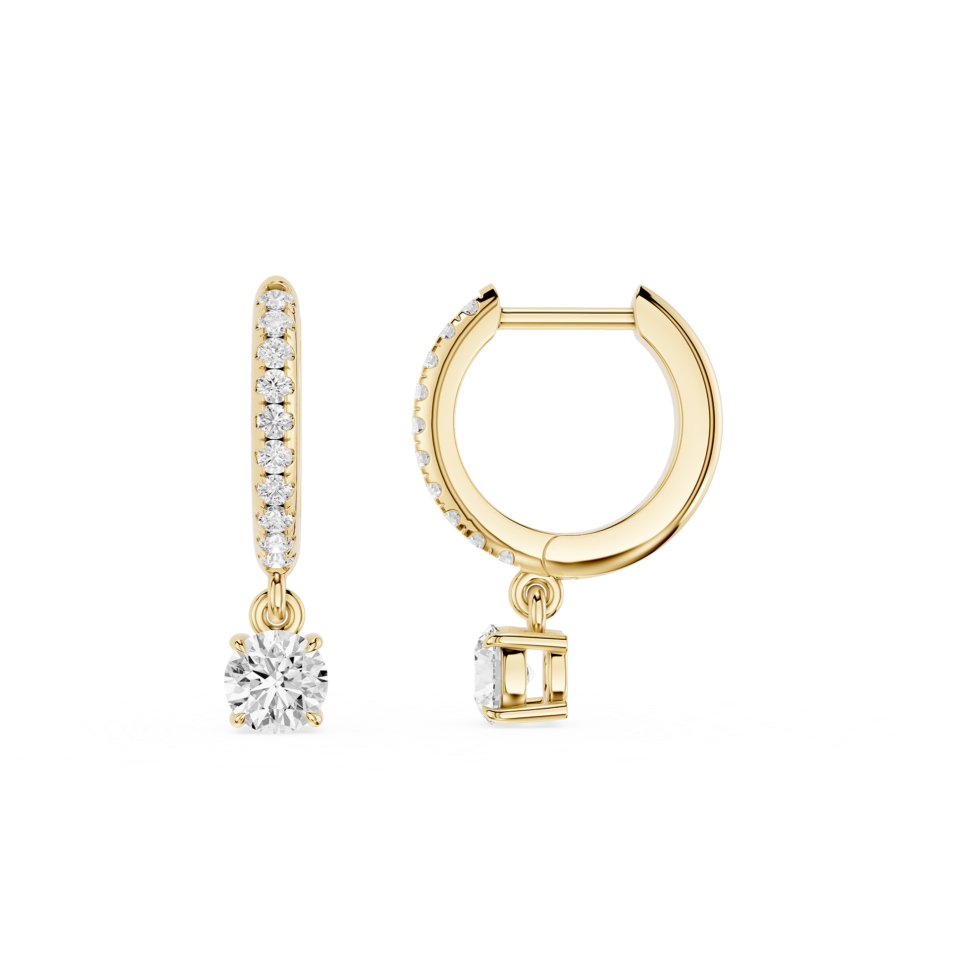 Round Lab Grown Diamond Drop Hoop Earrings for Women