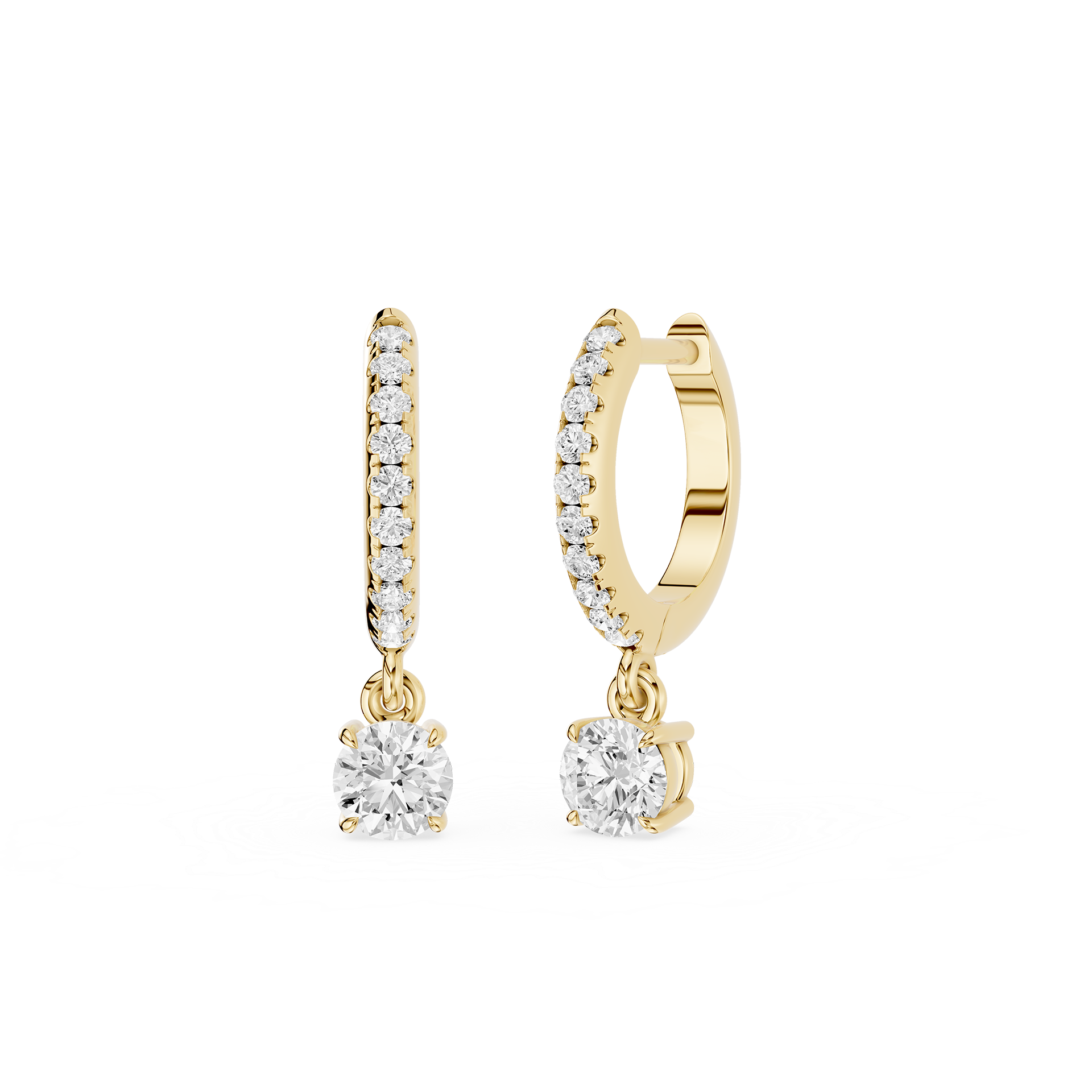 Round Lab Grown Diamond Drop Hoop Earrings for Women