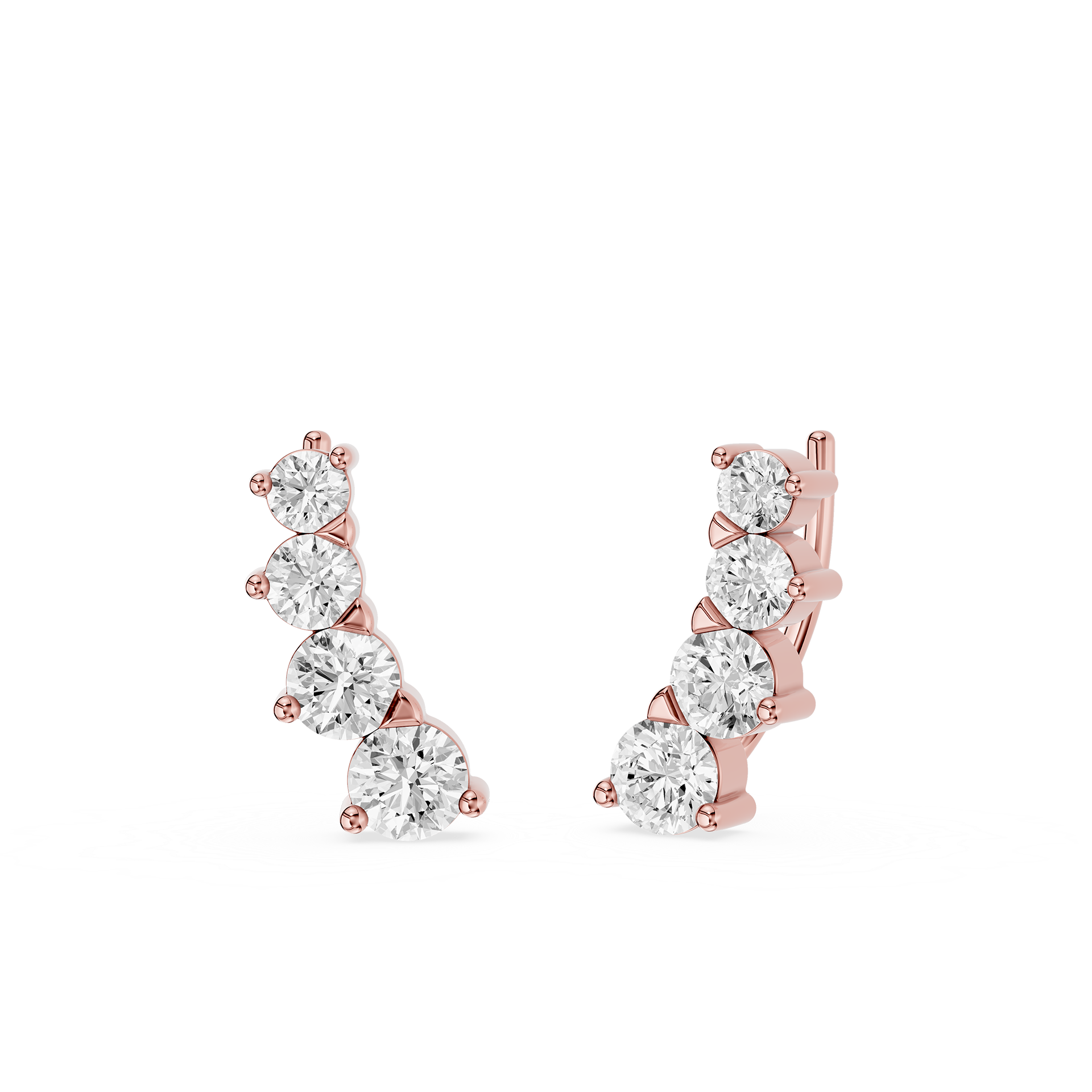 Graduated Round Lab Grown Diamond Ear Climber Earrings