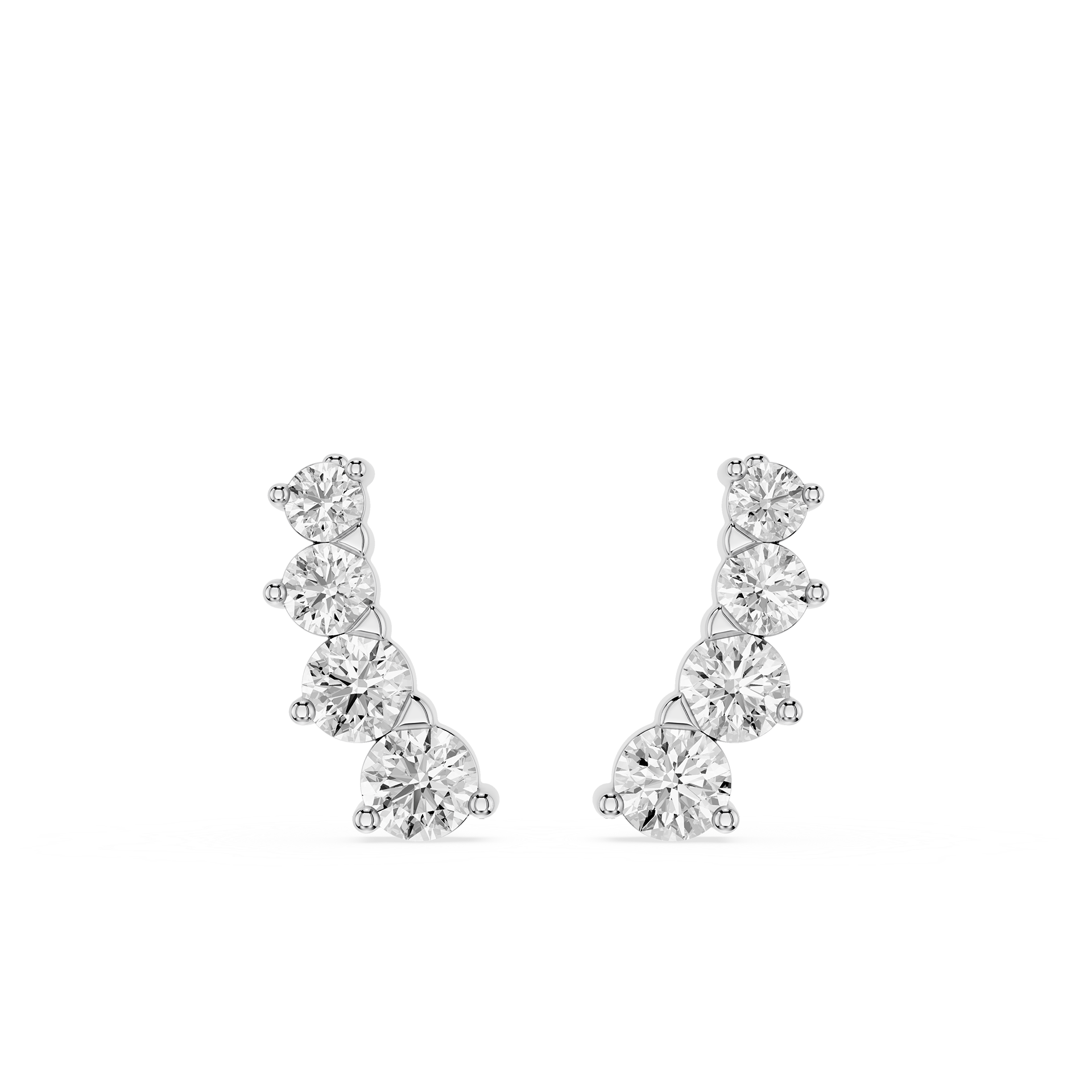Graduated Round Lab Grown Diamond Ear Climber Earrings