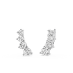 Graduated Round Lab Grown Diamond Ear Climber Earrings