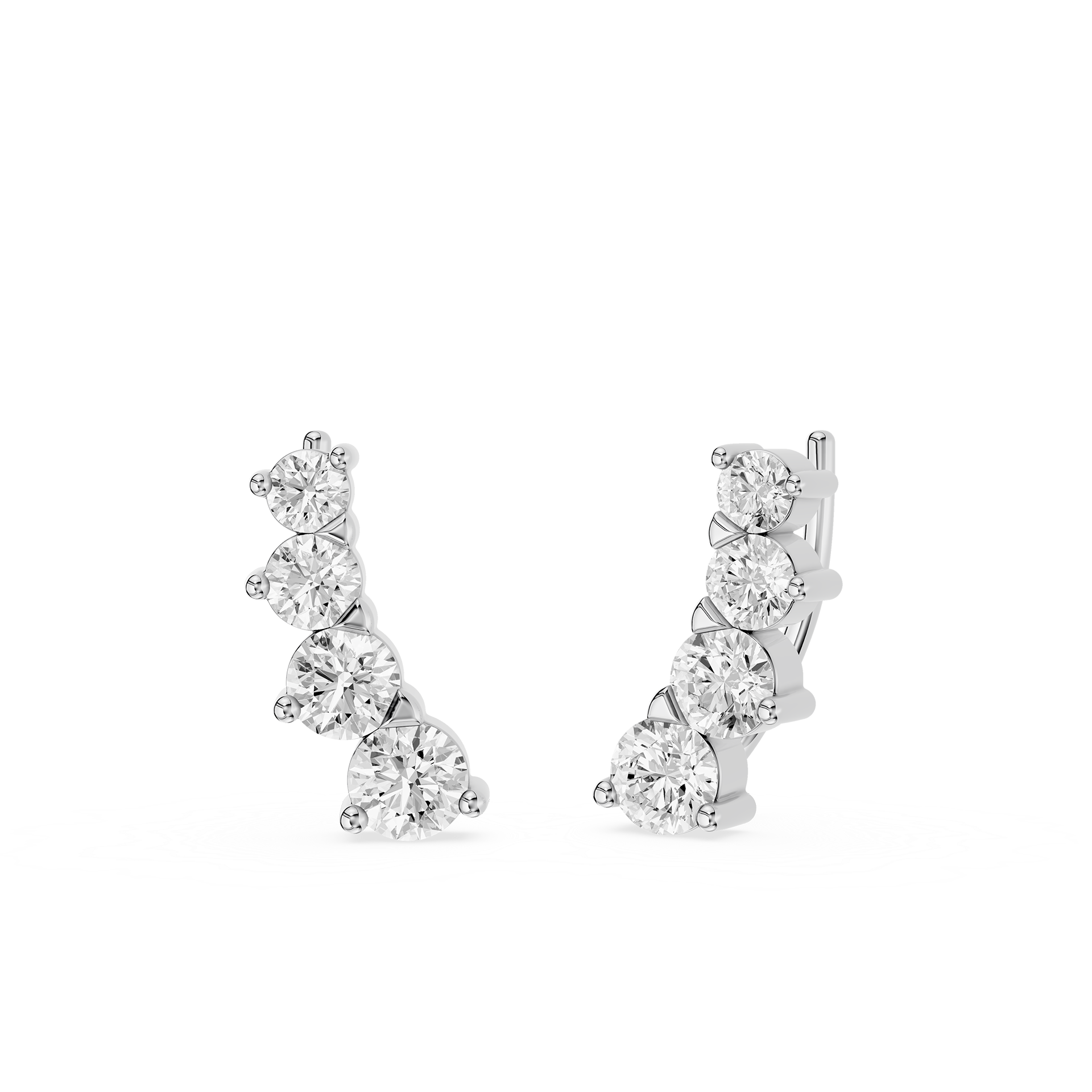 Graduated Round Lab Grown Diamond Ear Climber Earrings