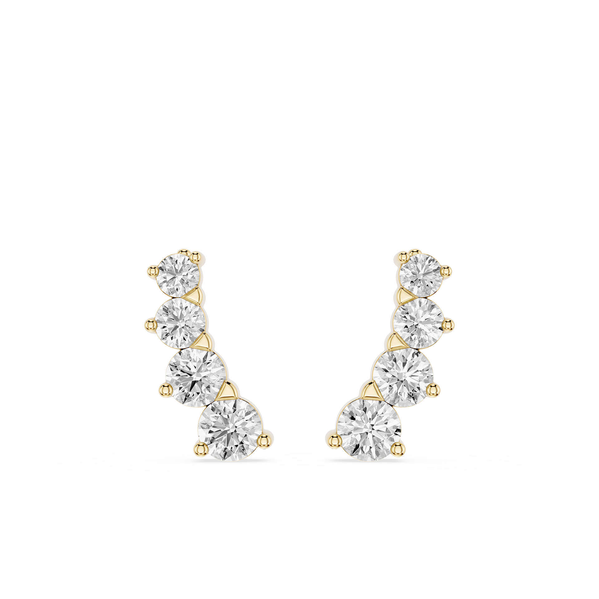 Graduated Round Lab Grown Diamond Ear Climber Earrings