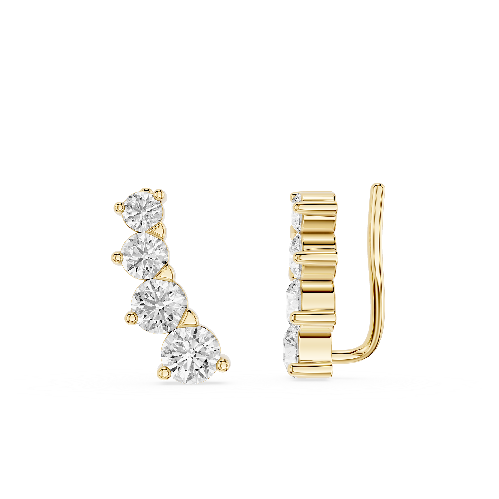 Graduated Round Lab Grown Diamond Ear Climber Earrings