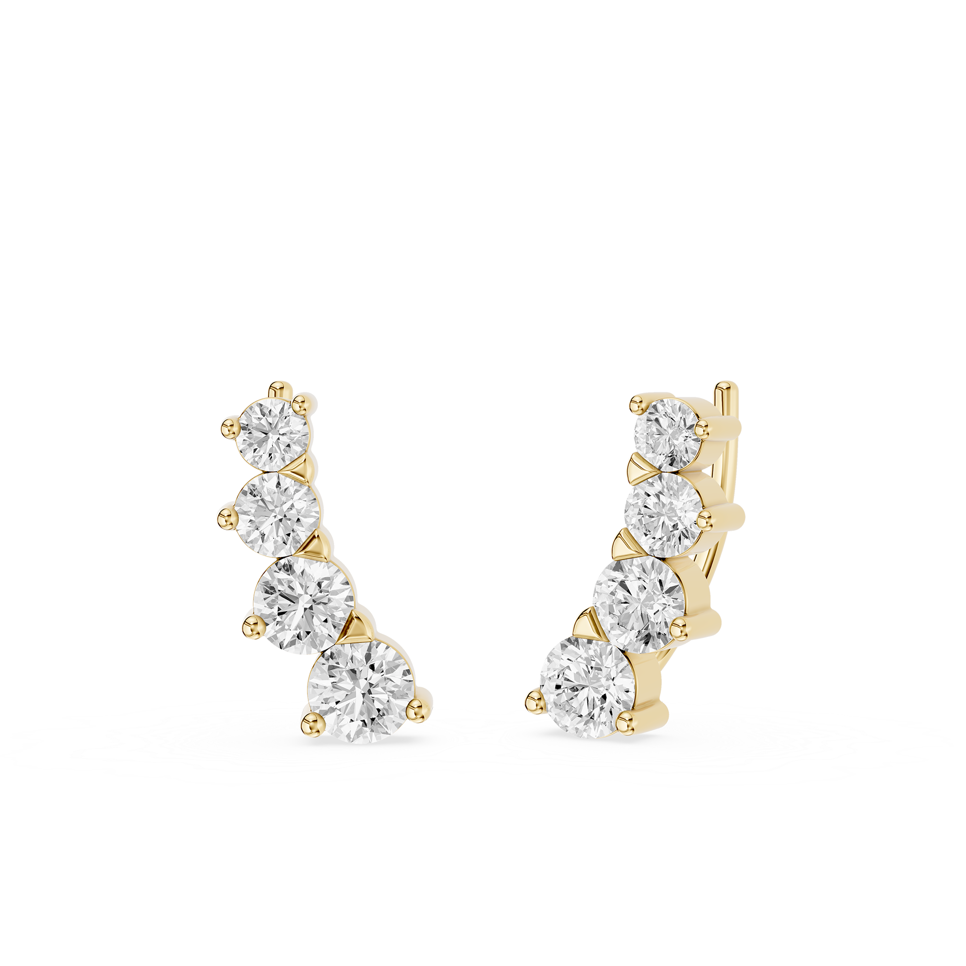 Graduated Round Lab Grown Diamond Ear Climber Earrings