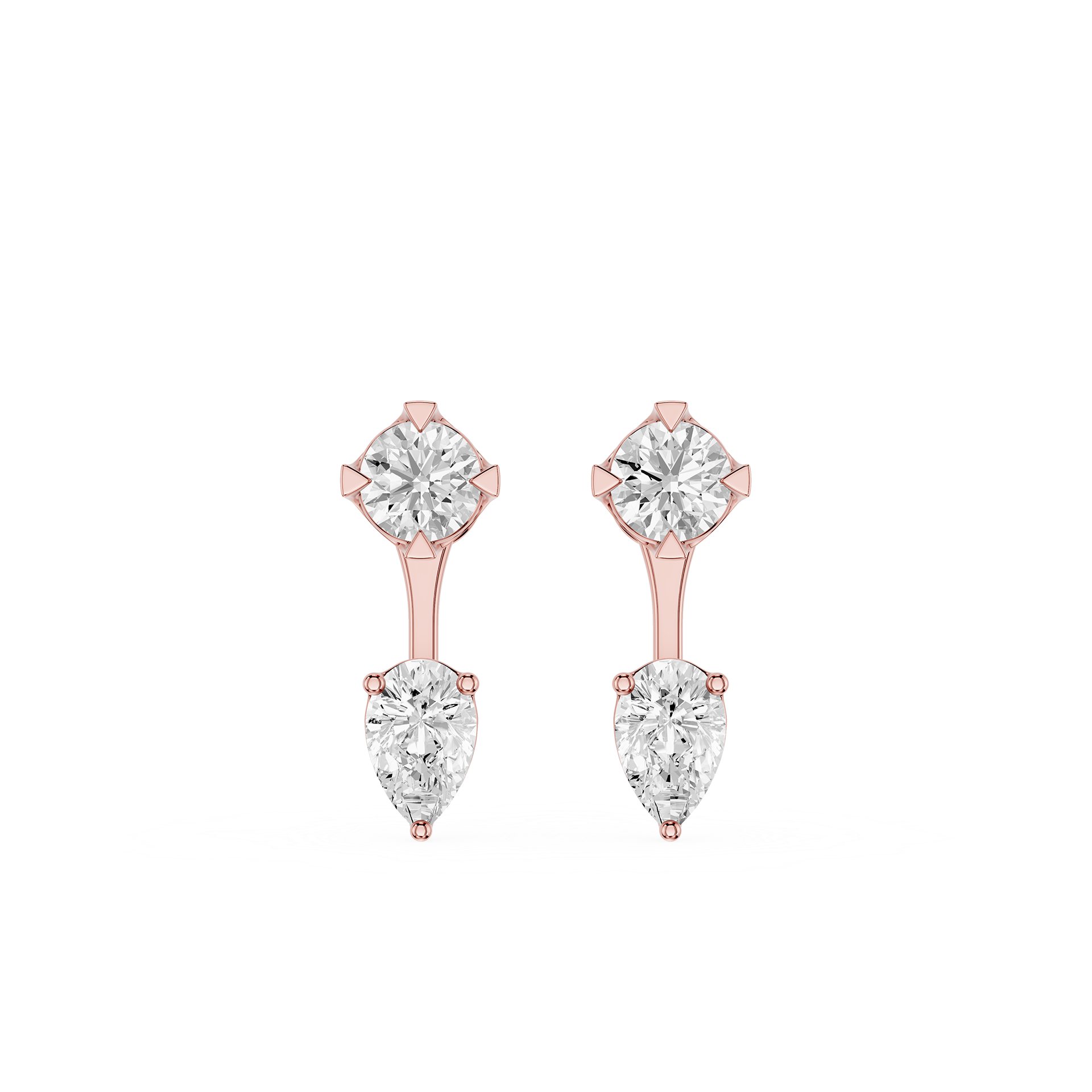 Round And Pear Lab Grown Diamond Drop Earrings for Women