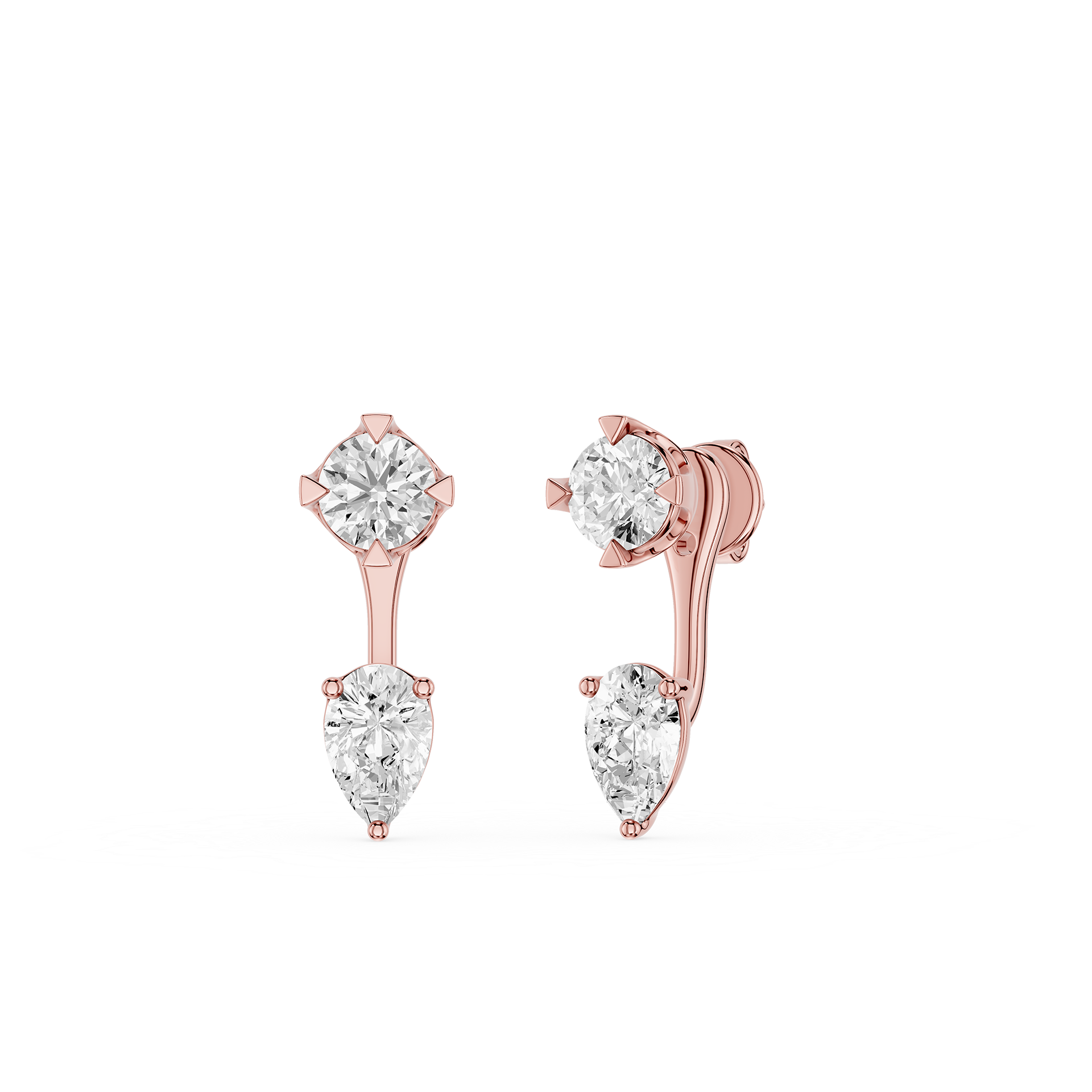 Round And Pear Lab Grown Diamond Drop Earrings for Women