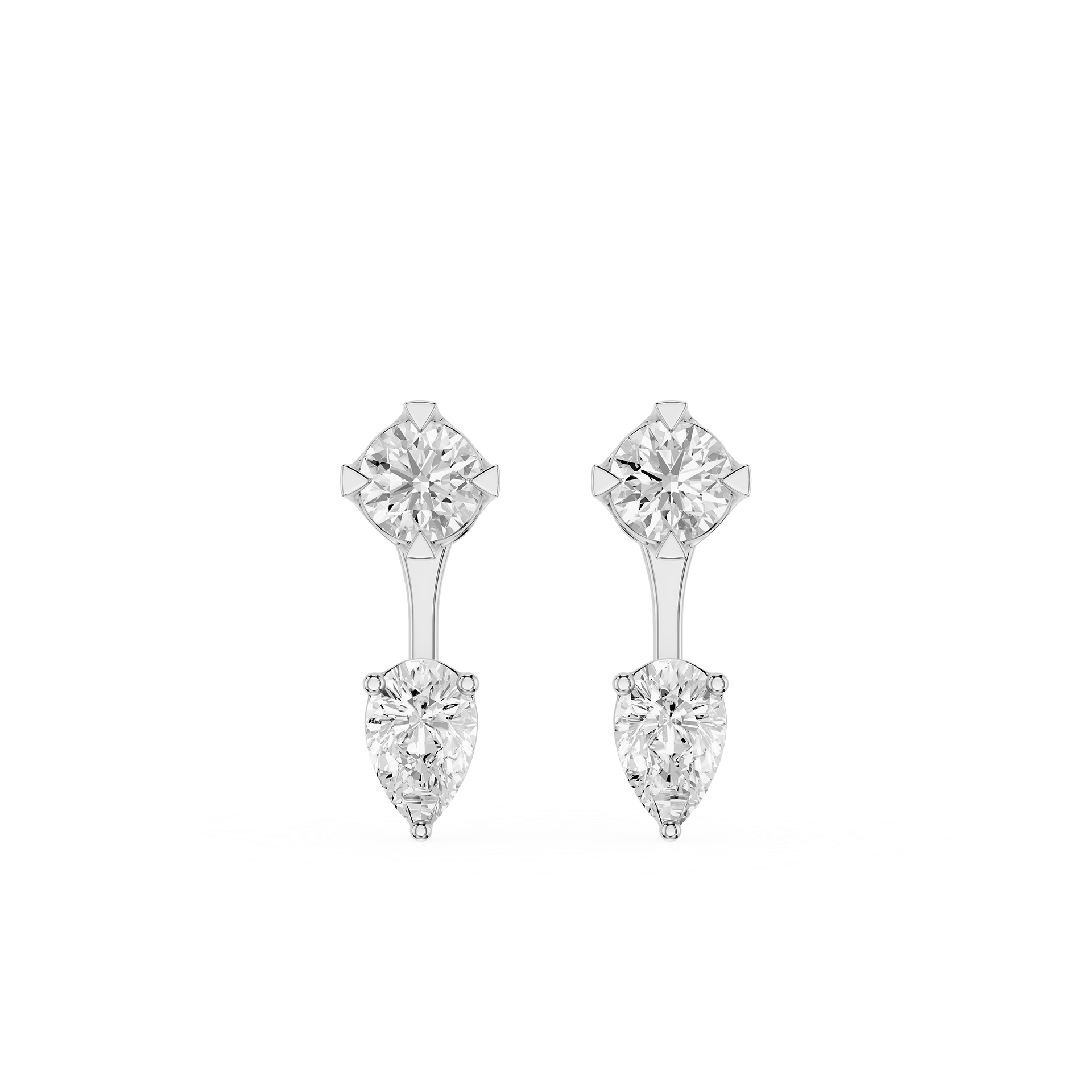 Round And Pear Lab Grown Diamond Drop Earrings for Women
