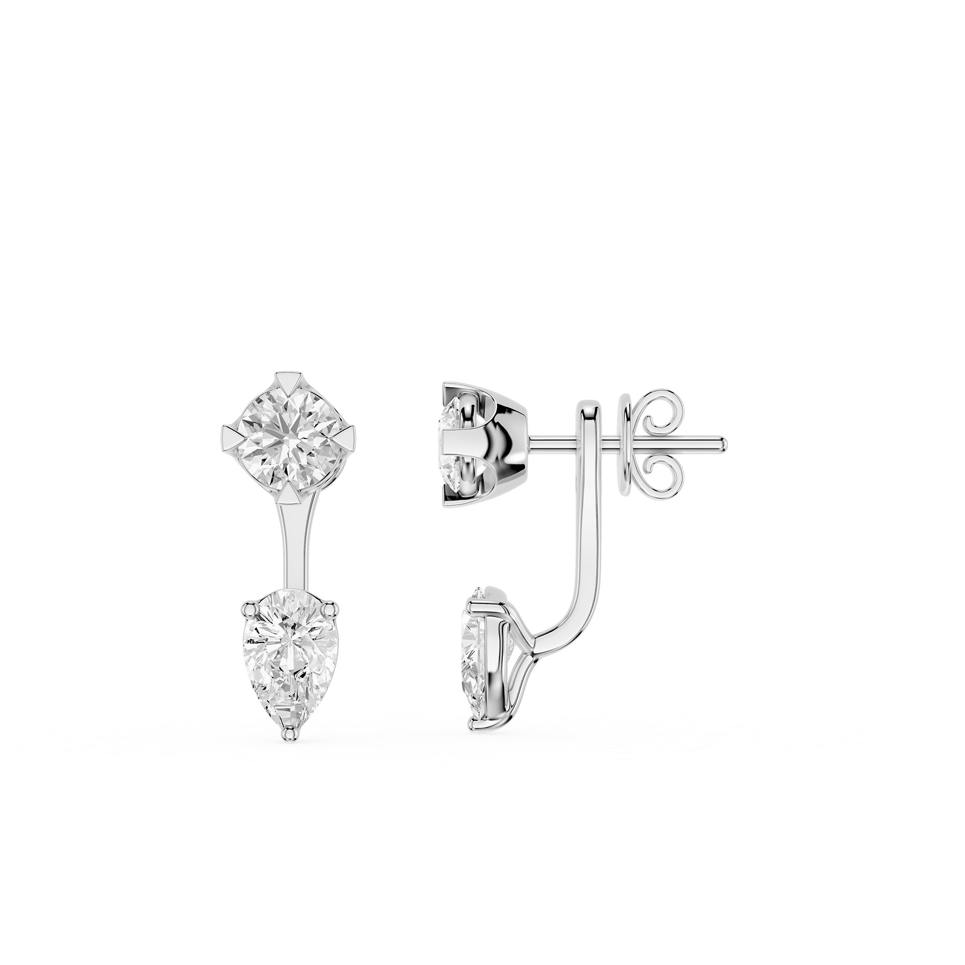 Round And Pear Lab Grown Diamond Drop Earrings for Women