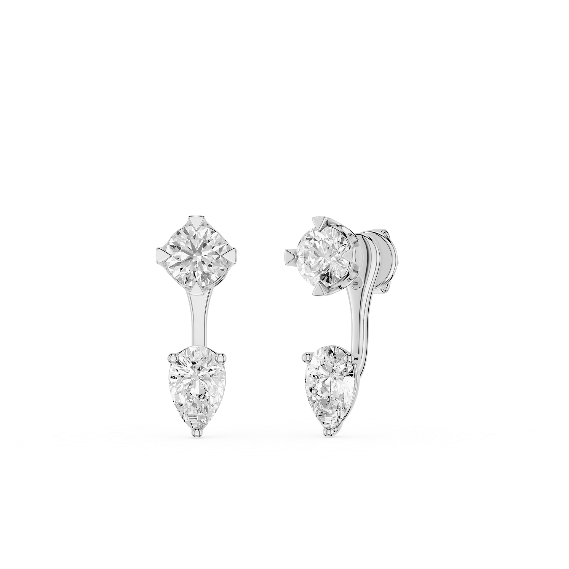 Round And Pear Lab Grown Diamond Drop Earrings for Women
