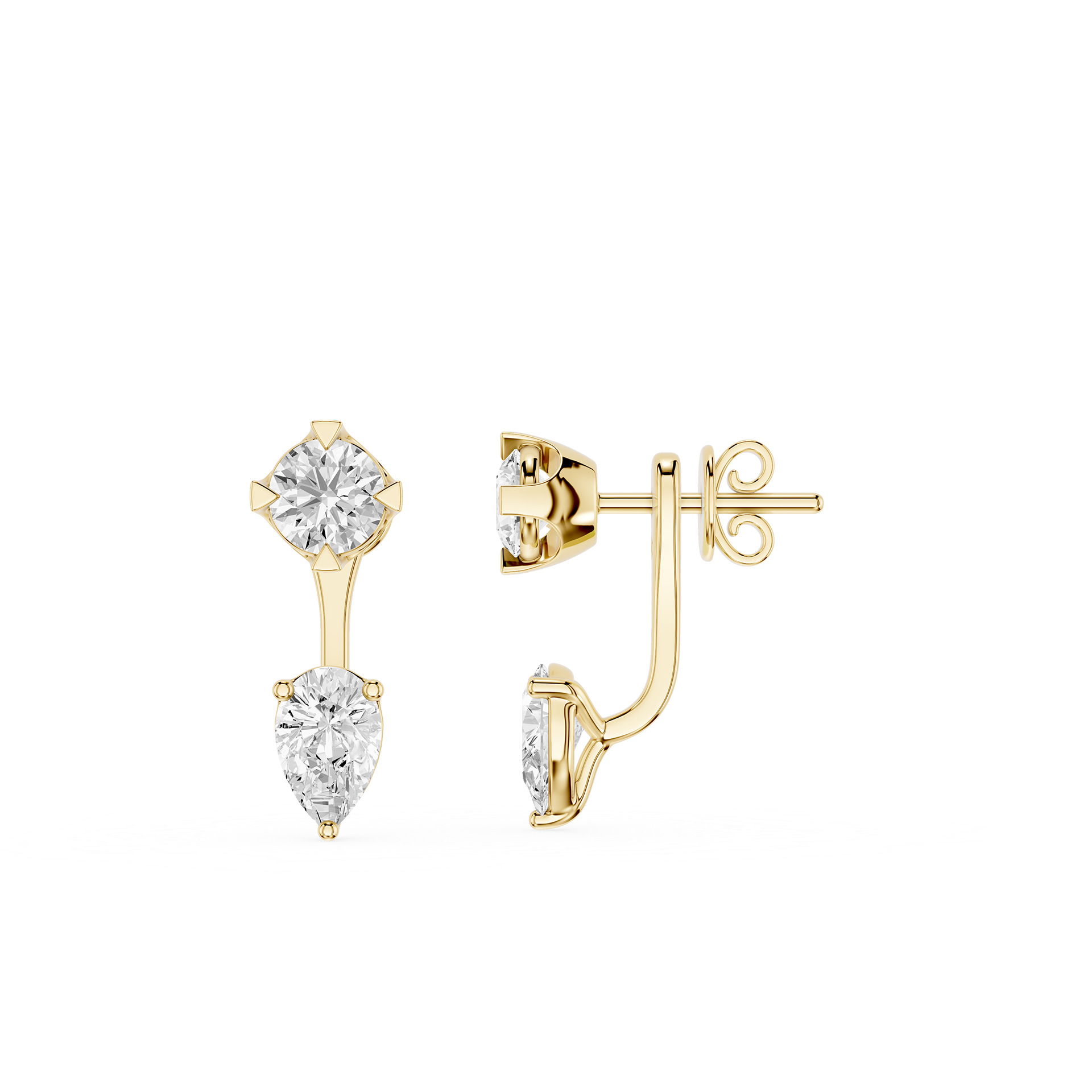 Round And Pear Lab Grown Diamond Drop Earrings for Women