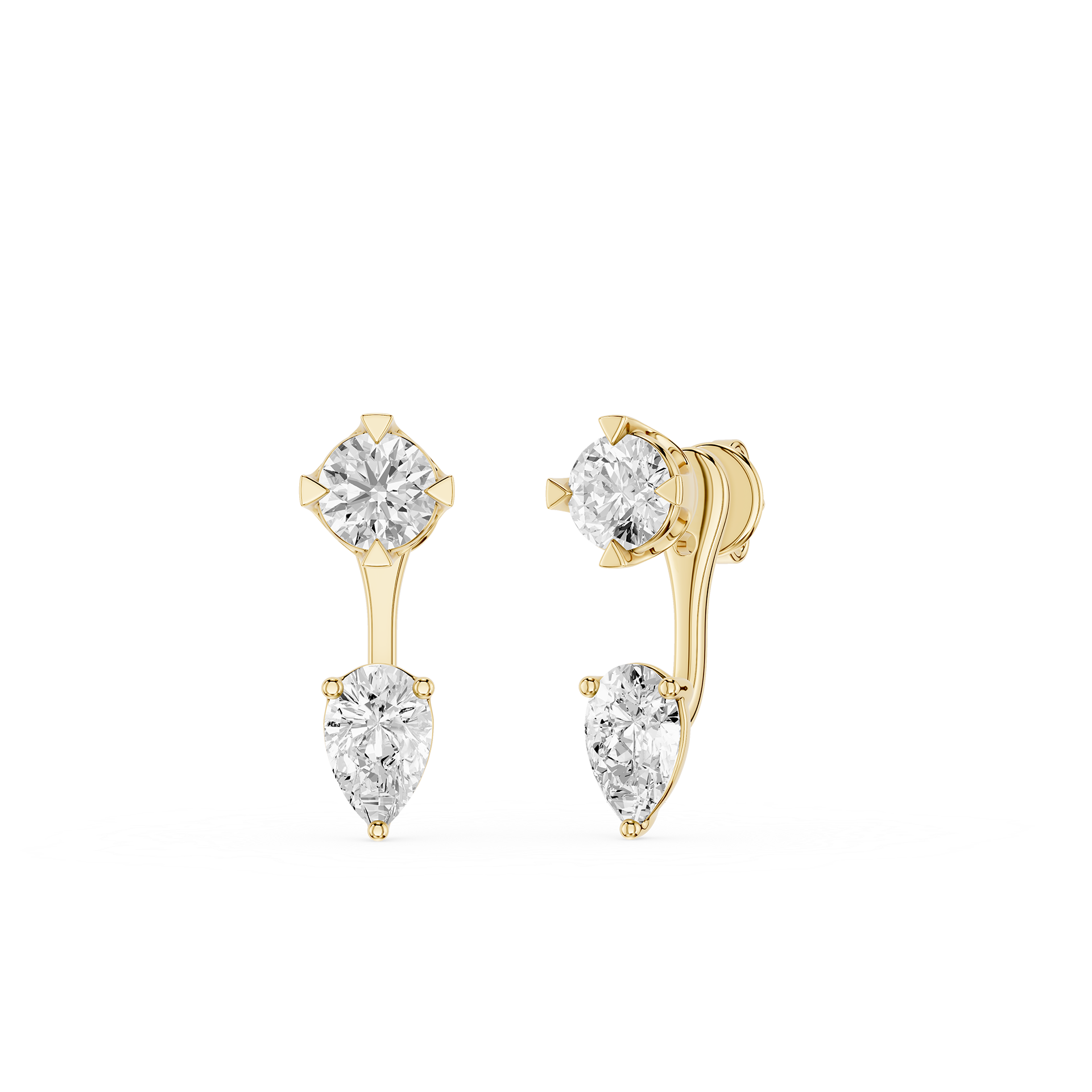 Round And Pear Lab Grown Diamond Drop Earrings for Women