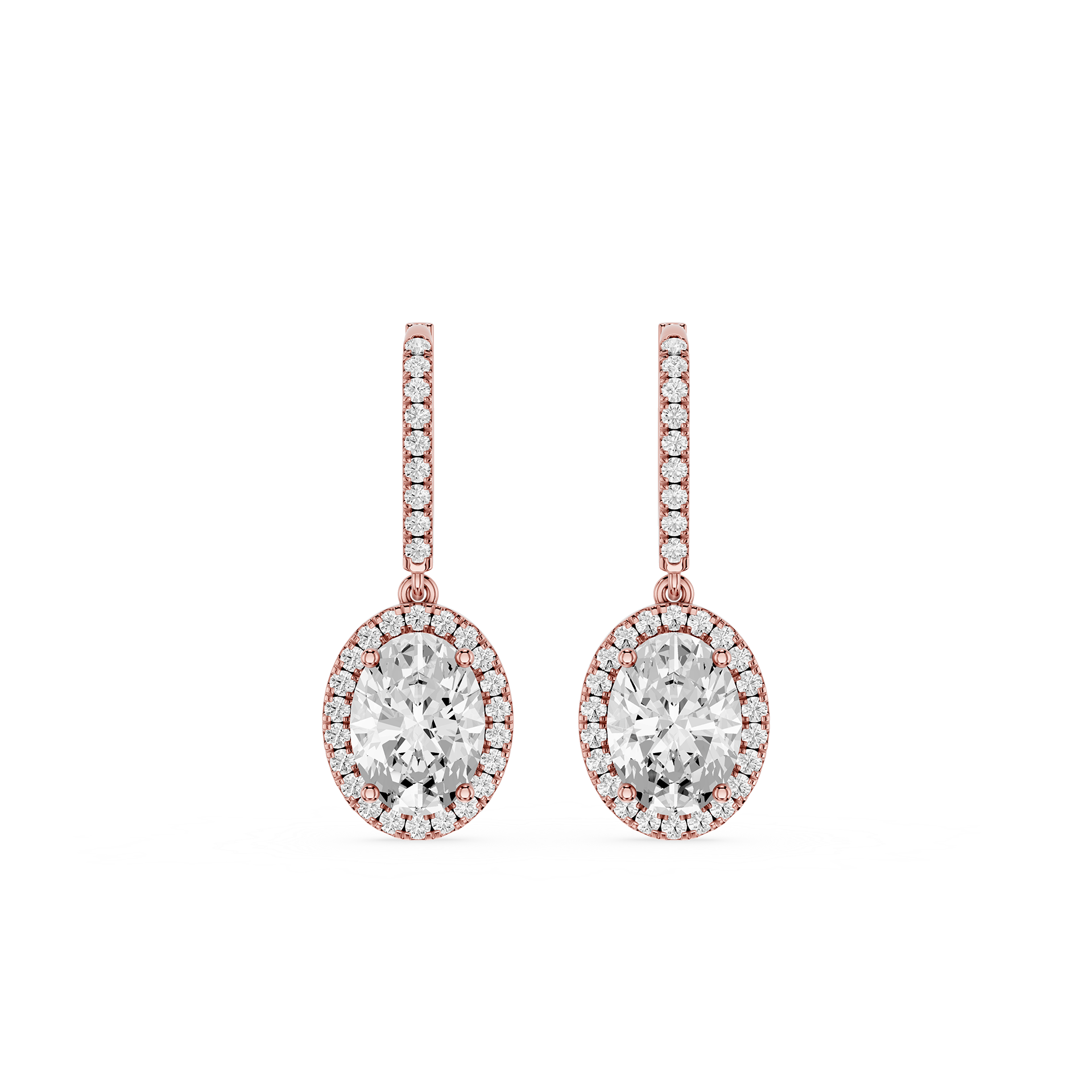 Oval Halo Lab Grown Diamond Drop Dangle Earrings