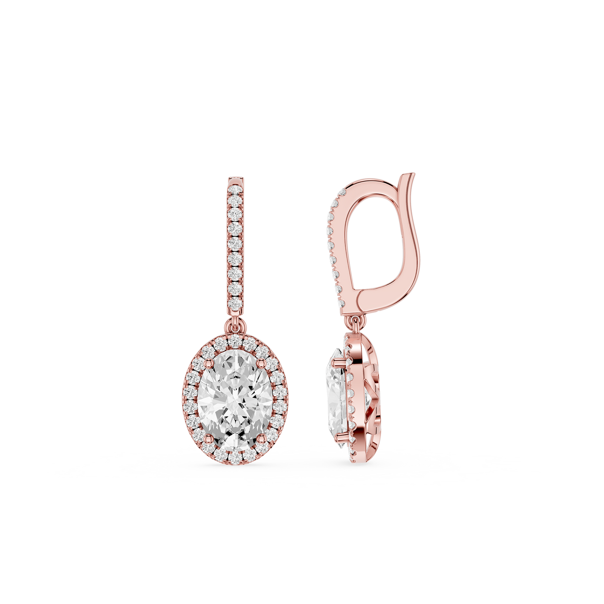 Oval Halo Lab Grown Diamond Drop Dangle Earrings