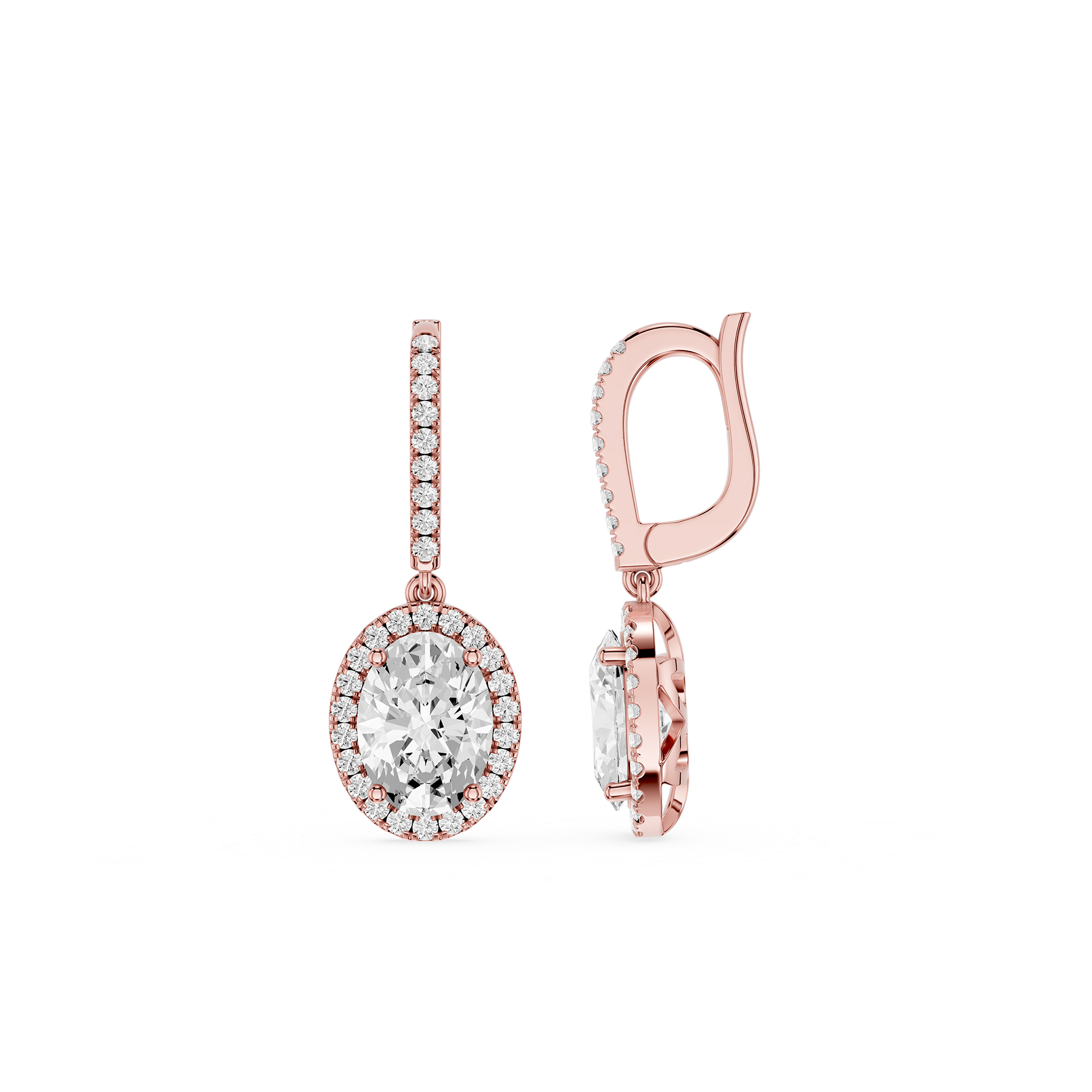 Oval Halo Lab Grown Diamond Drop Dangle Earrings