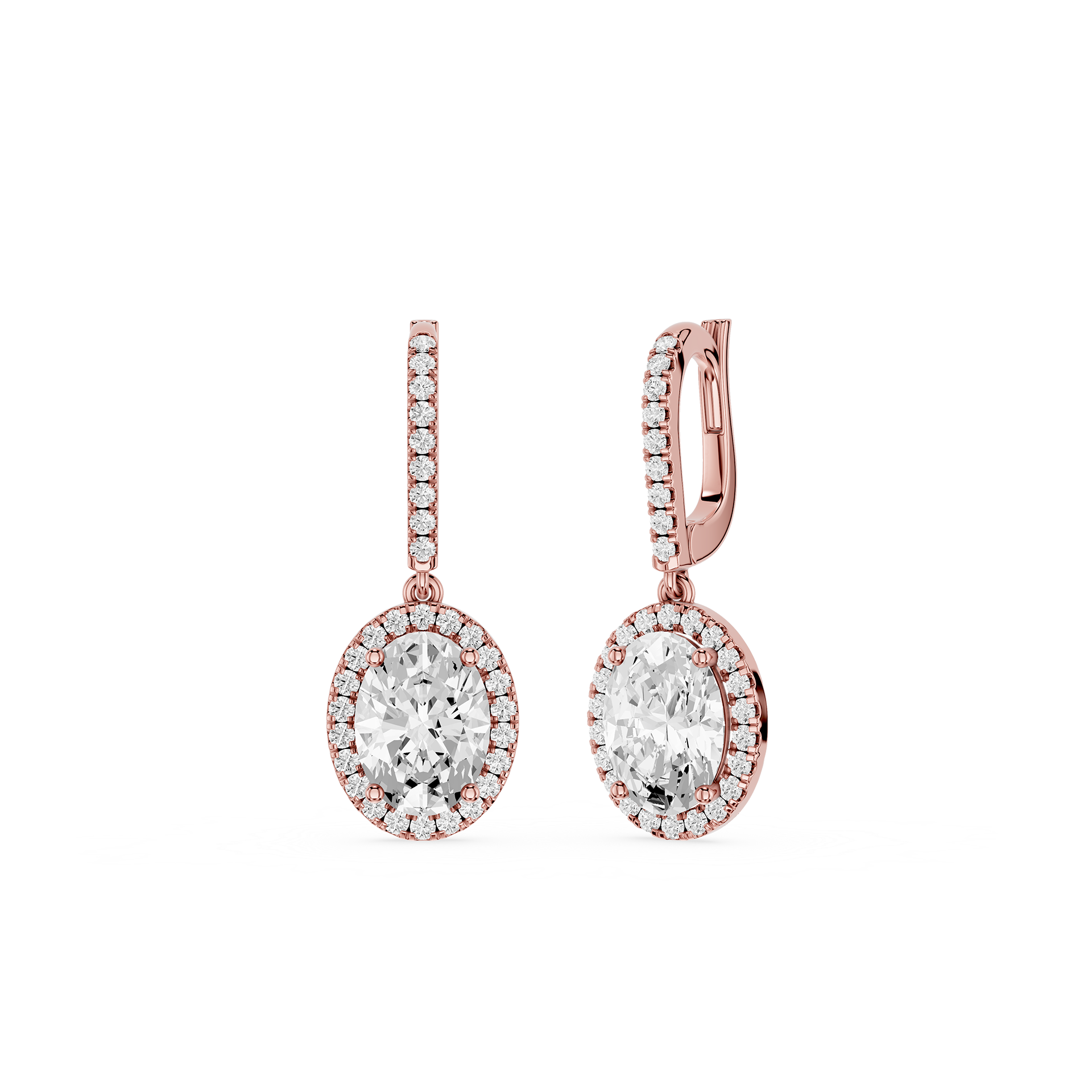 Oval Halo Lab Grown Diamond Drop Dangle Earrings