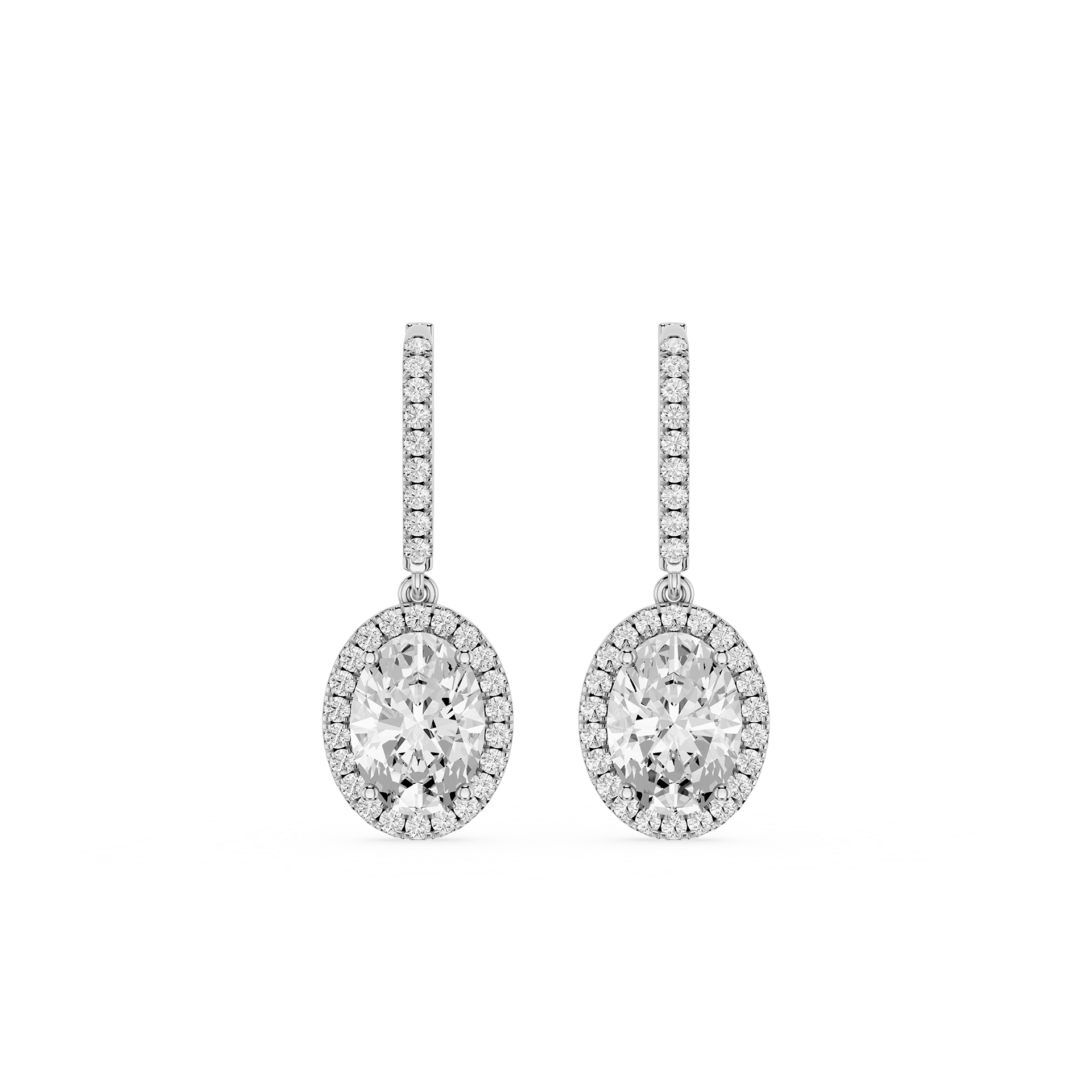 Oval Halo Lab Grown Diamond Drop Dangle Earrings