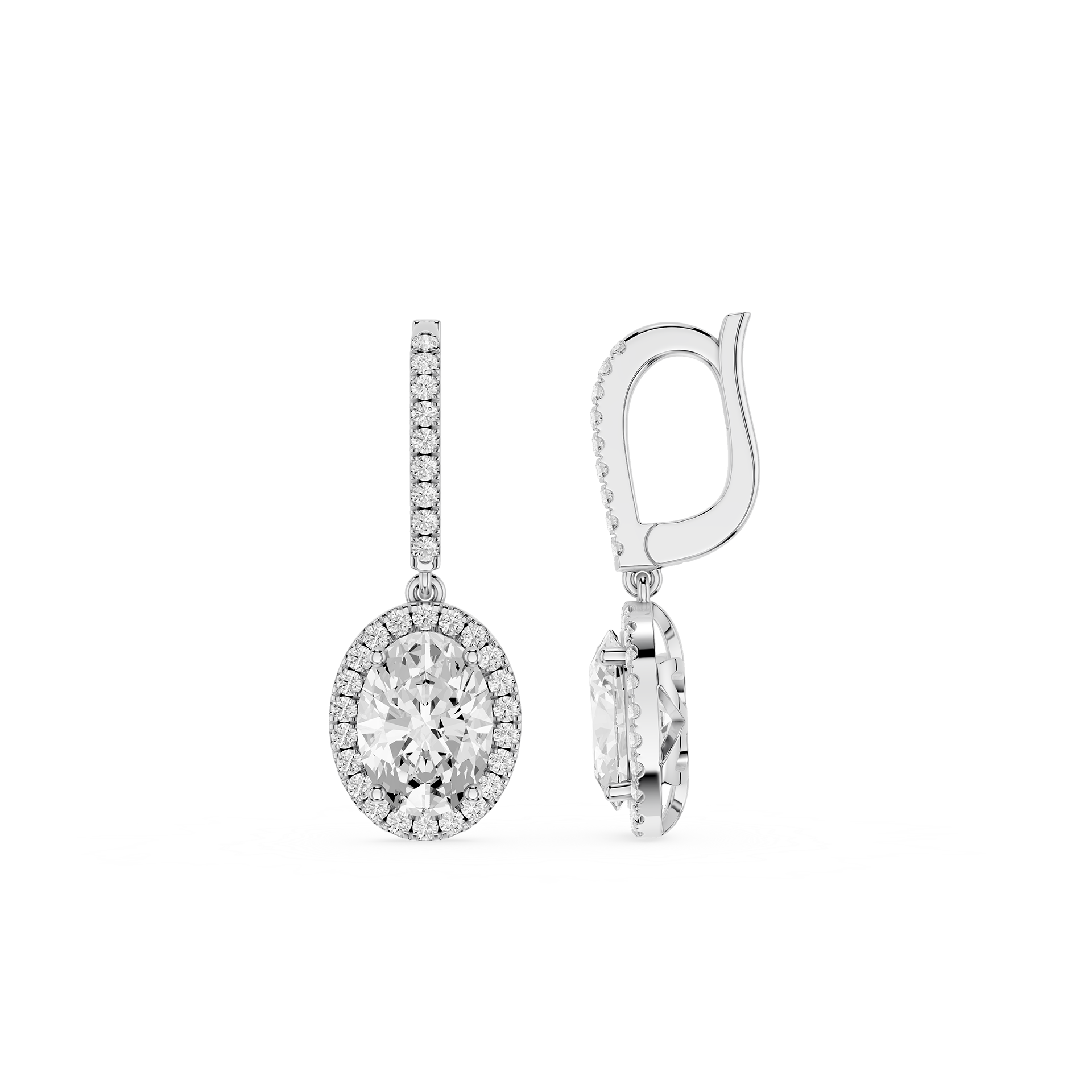 Oval Halo Lab Grown Diamond Drop Dangle Earrings